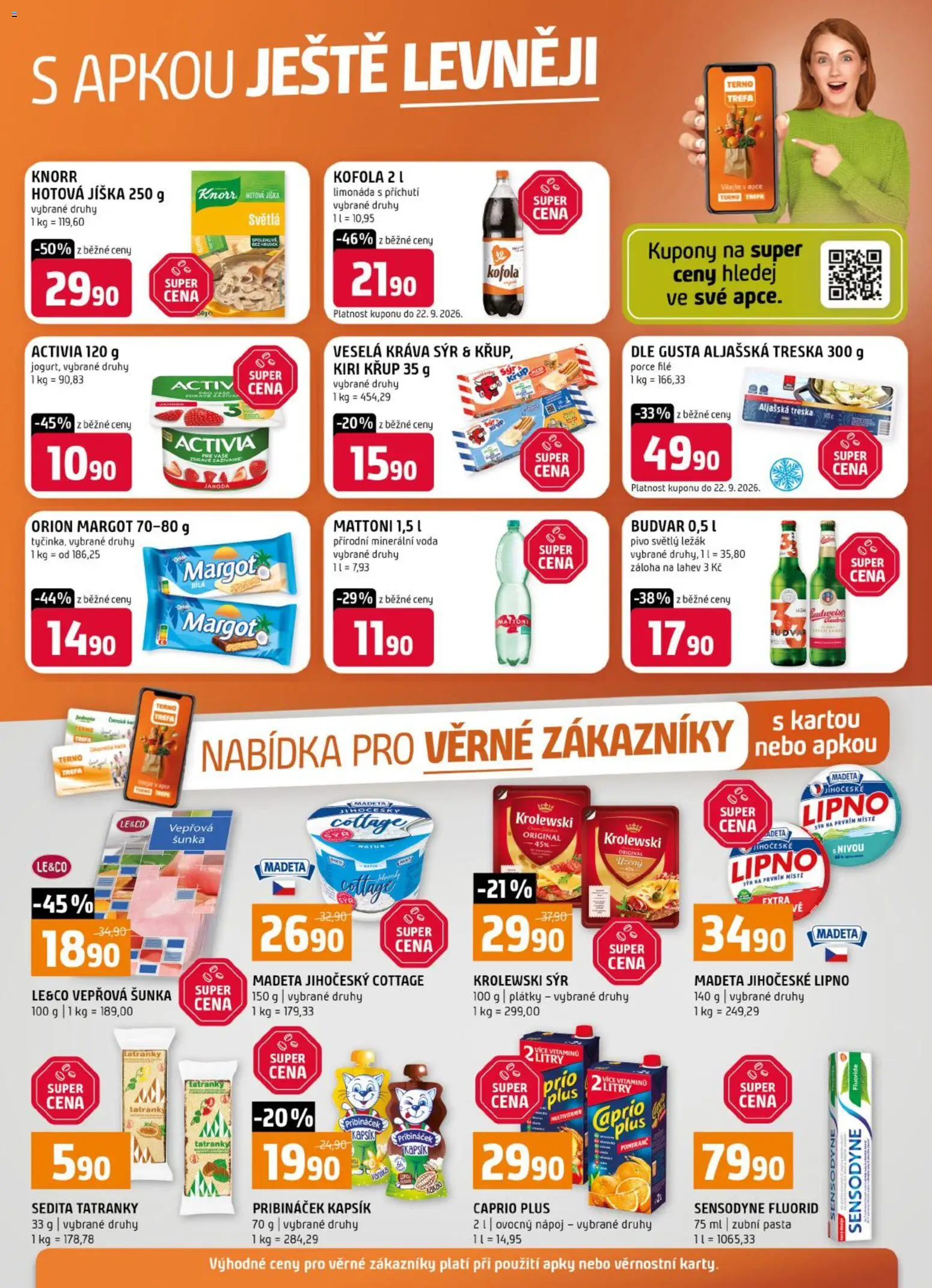 Terno leták - Nabídka pro věrné zákazníky od 09.09.2026 | Strana: 1 | Produkty: Sýr, Šunka, Kofola, Cottage