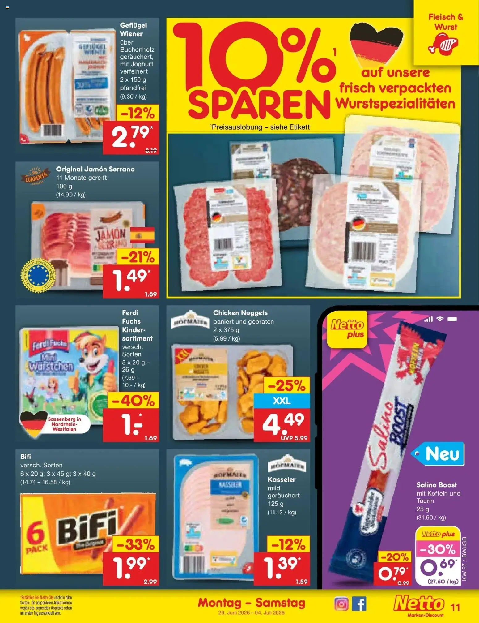 Netto Marken-Discount Prospekt Stemwede-Dielingen – gültig ab 29.06.2026 | Seite: 15 | Produkte: Joghurt, Bifi, Wurst, Fleisch