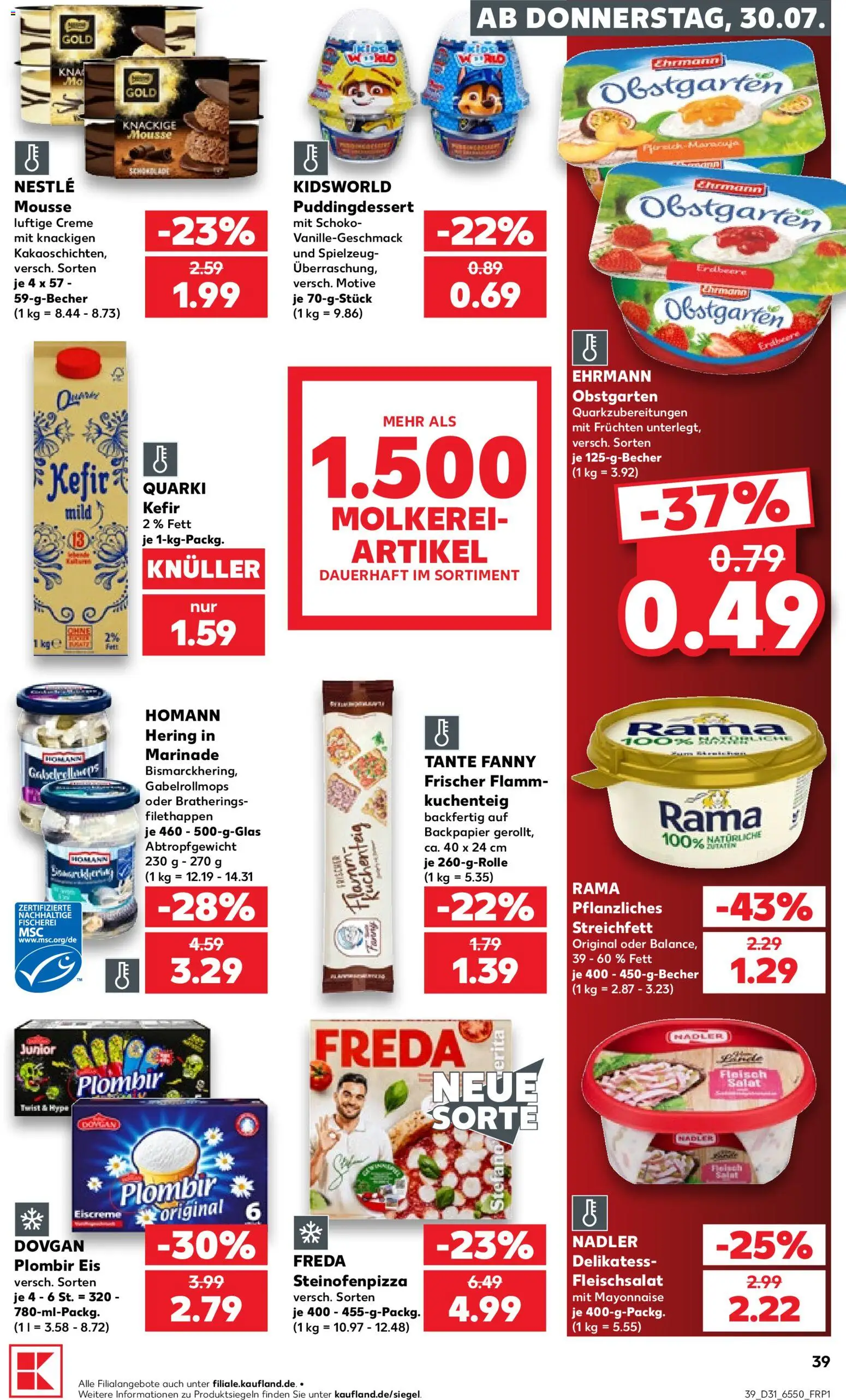 Kaufland Prospekt Kiel – gültig ab 30.07.2026 | Seite: 39 | Produkte: Eiscreme, Creme, Mayonnaise, Eis