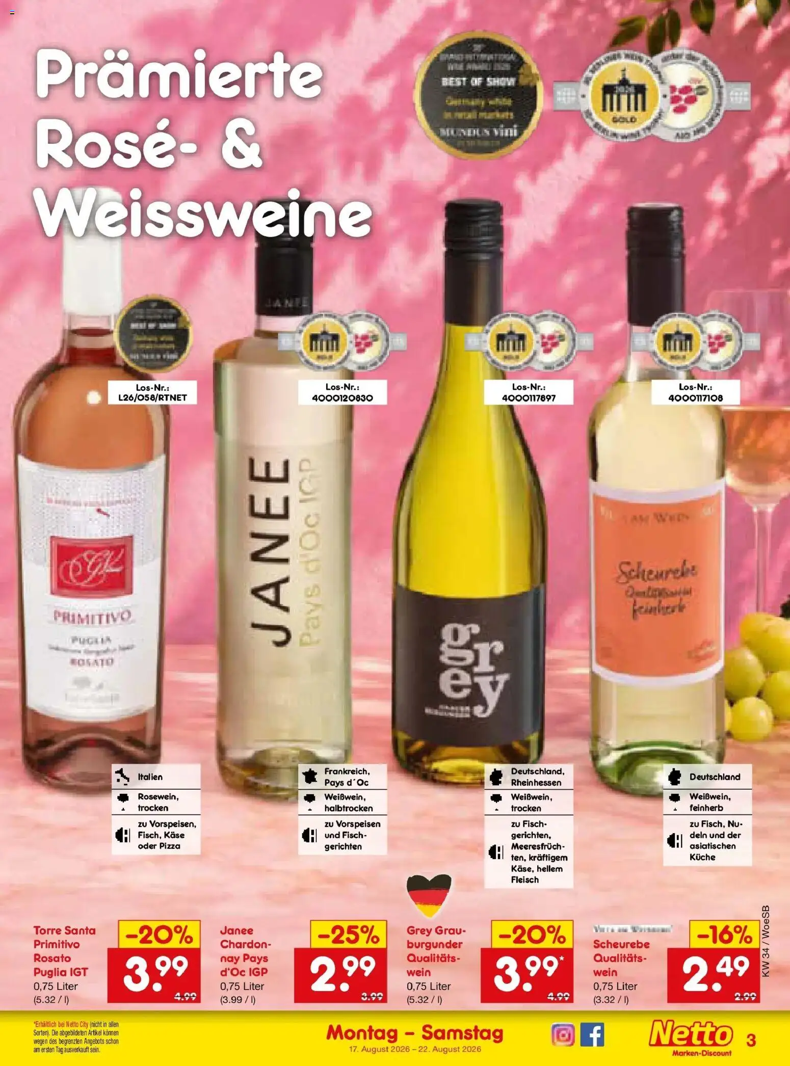 Netto Marken-Discount Prospekt Gemmingen – gültig ab 17.08.2026 | Seite: 47 | Produkte: Küche, Fisch, Wein, Fleisch
