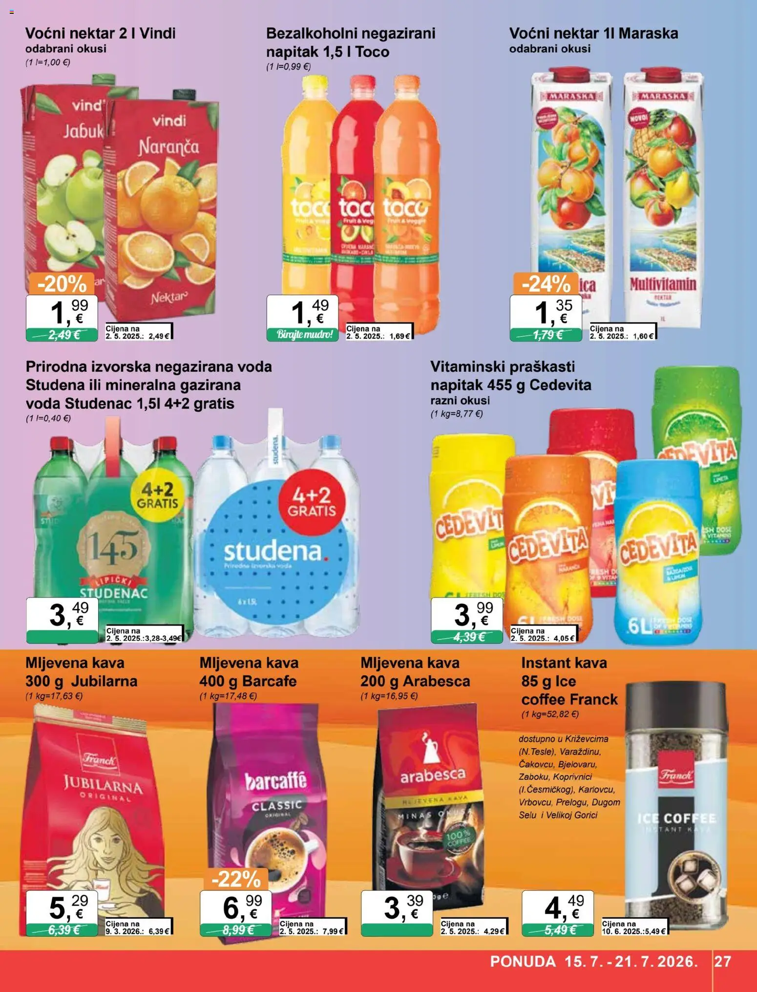 KTC katalog | vrijedi od 15.07.2026 | Stranica: 27 | Proizvodi: Instant kava, Arabesca, Nektar, Voda