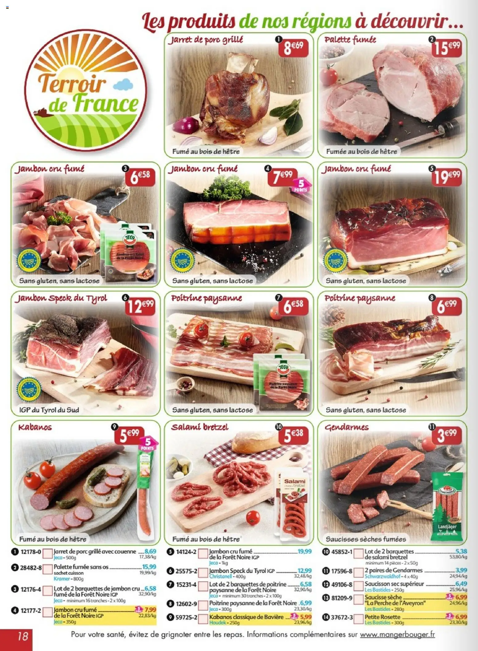 {H1} | Page: 18 | Produits: Saucisson sec, Salami, Saucisse, Porc