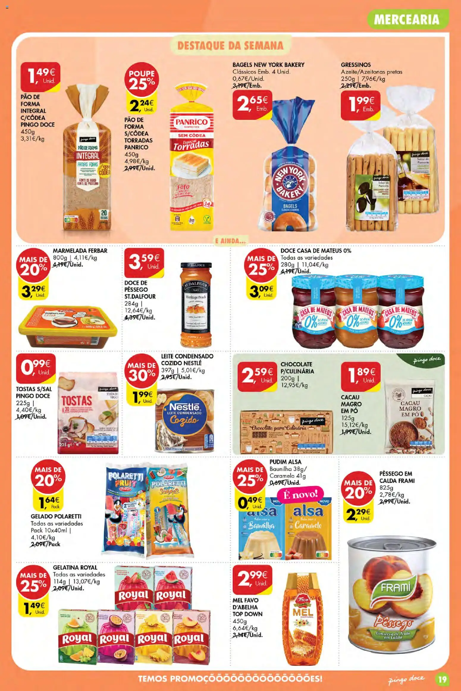 Pingo Doce Poupe Esta Semana Açores │ válido de 09/07/2026 | Página: 19 | Produtos: Pão de forma, Pudim, Nestlé, Mel