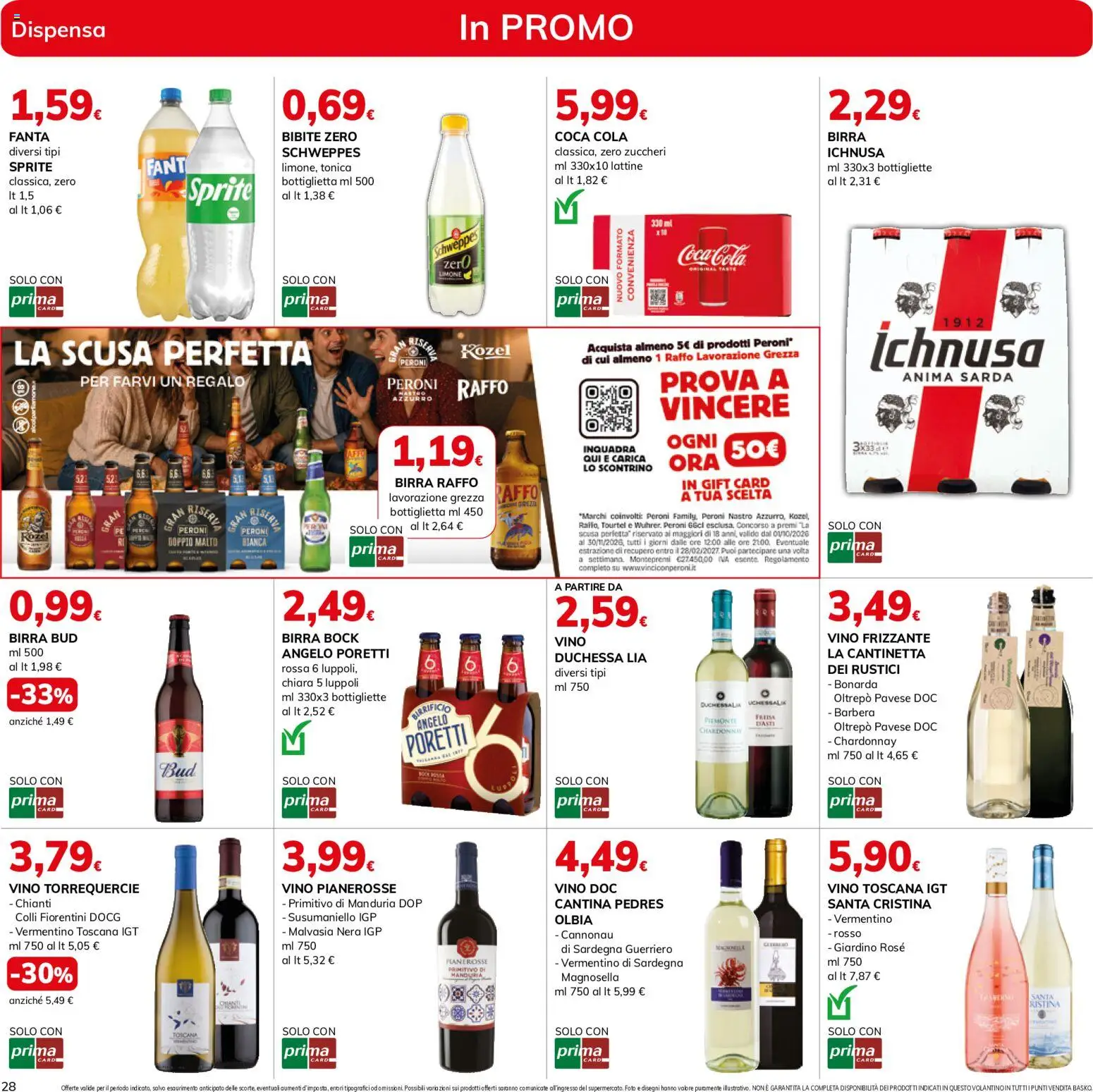 Volantino Basko del 13/10/2026 | Pagina: 28 | Prodotti: Birra Raffo, Limone, Vino, Coca Cola
