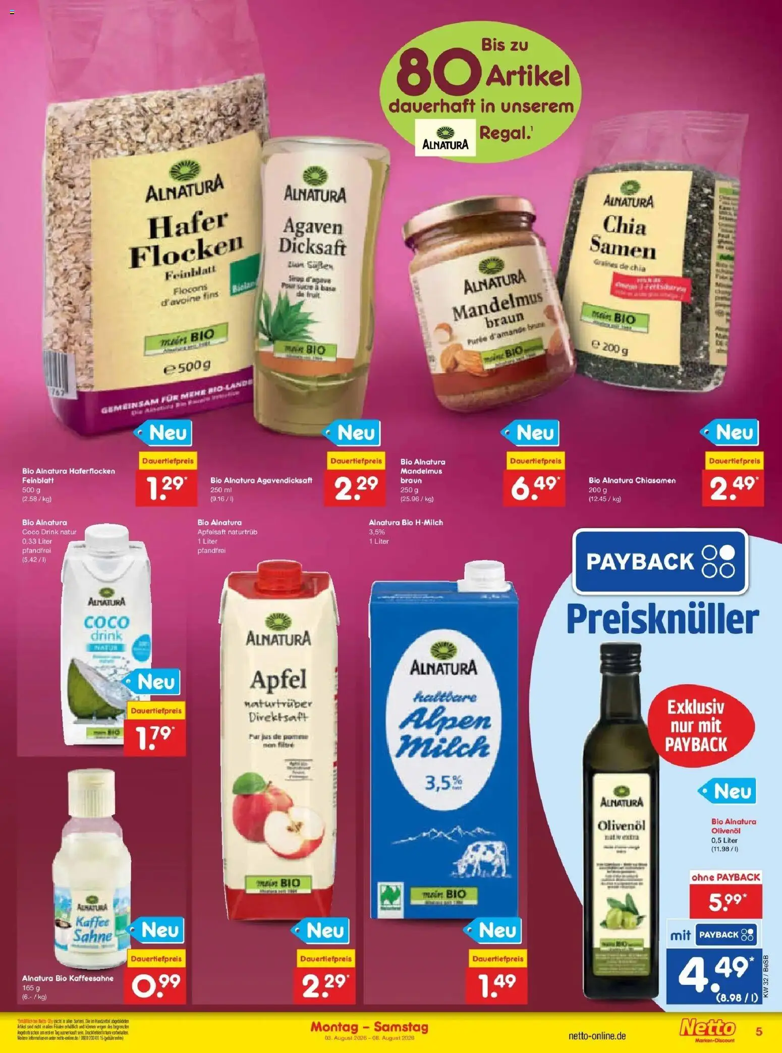 Netto Marken-Discount Prospekt Berlin-Prenzlauer Berg – gültig ab 03.08.2026 | Seite: 9 | Produkte: Milch, Äpfel, Sahne, Flocken
