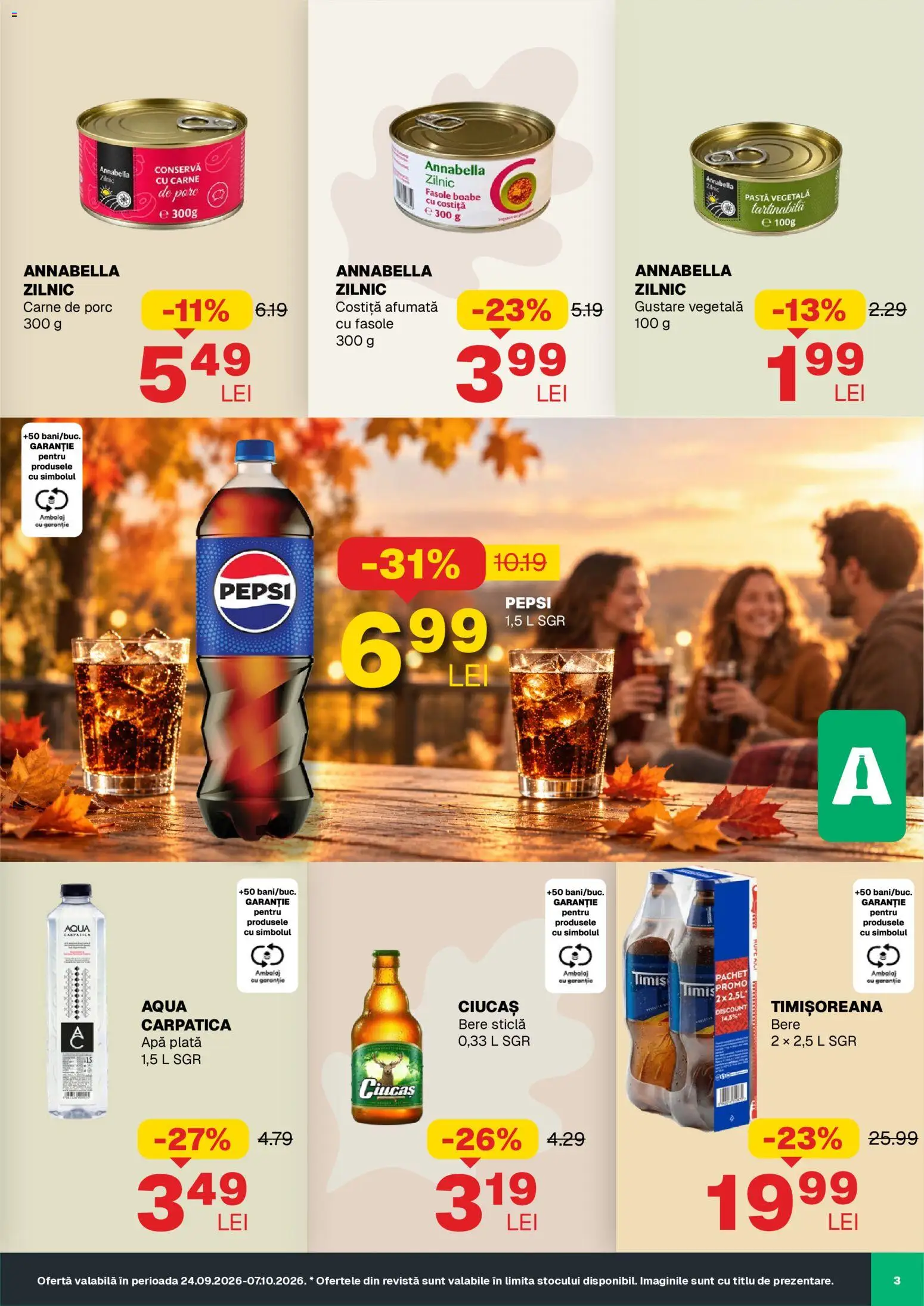 Noul catalog Annabella – valabil de la 24.09.2026 | Pagină: 3 | Produse: Pepsi, Bere, Aqua, Apă