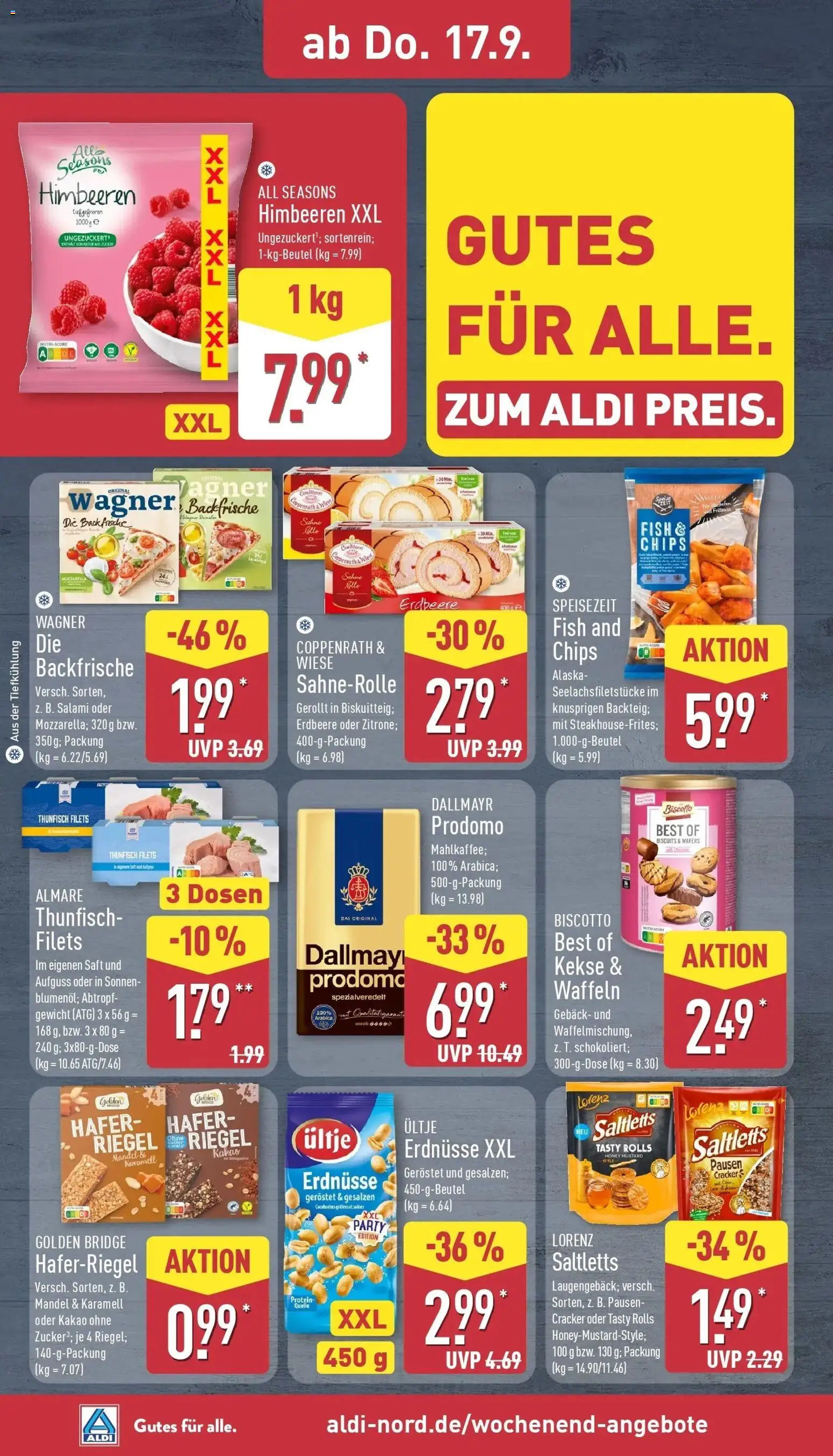 Aldi Aktueller Prospekt (ab 15.09.2026) » Angebote Online | Seite: 34 | Produkte: Pizza, Saft, Dallmayr prodomo, Sahne