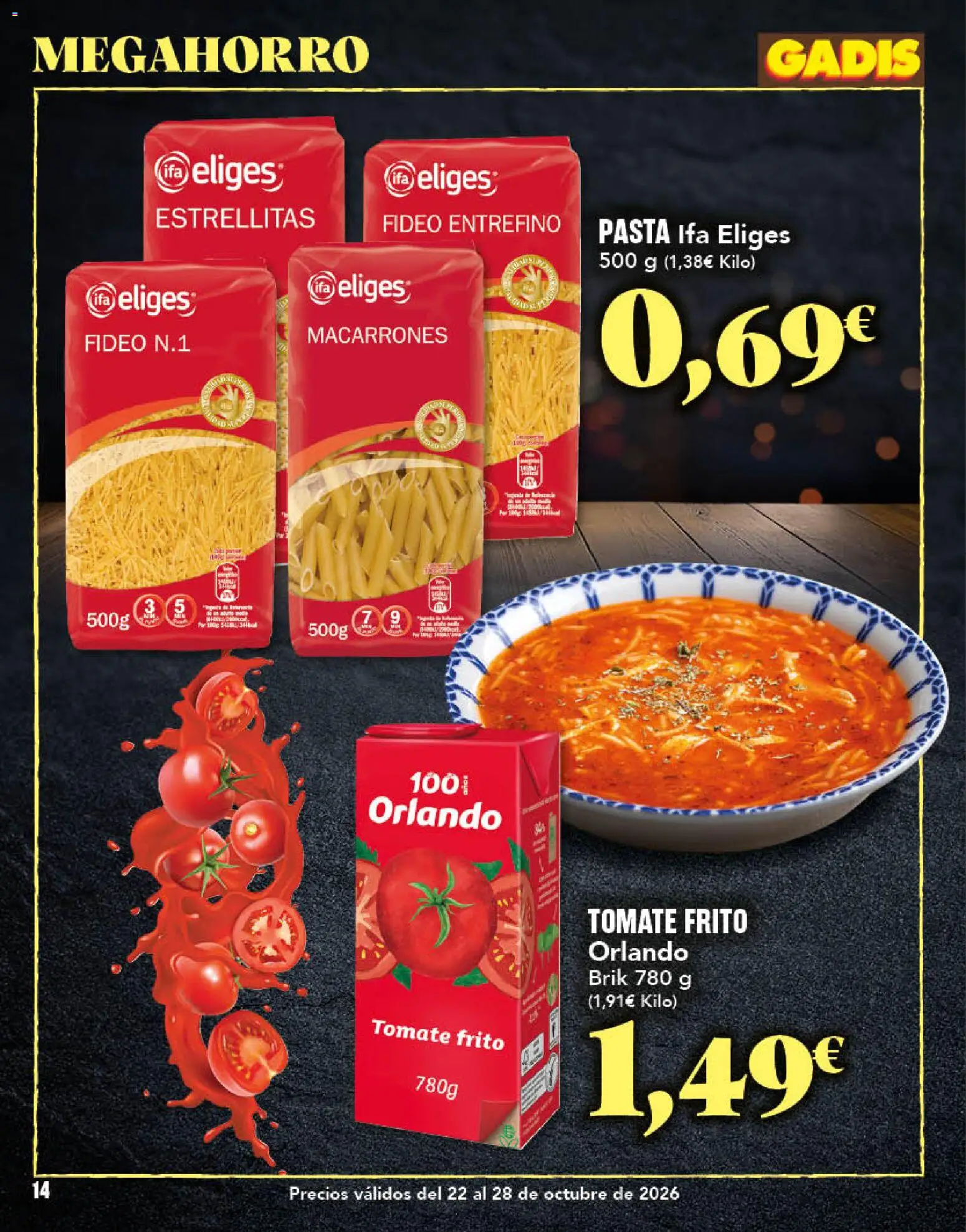Gadis - folleto │ válido desde el 22/10/2026 | Página: 14 | Productos: Tomate, Pasta