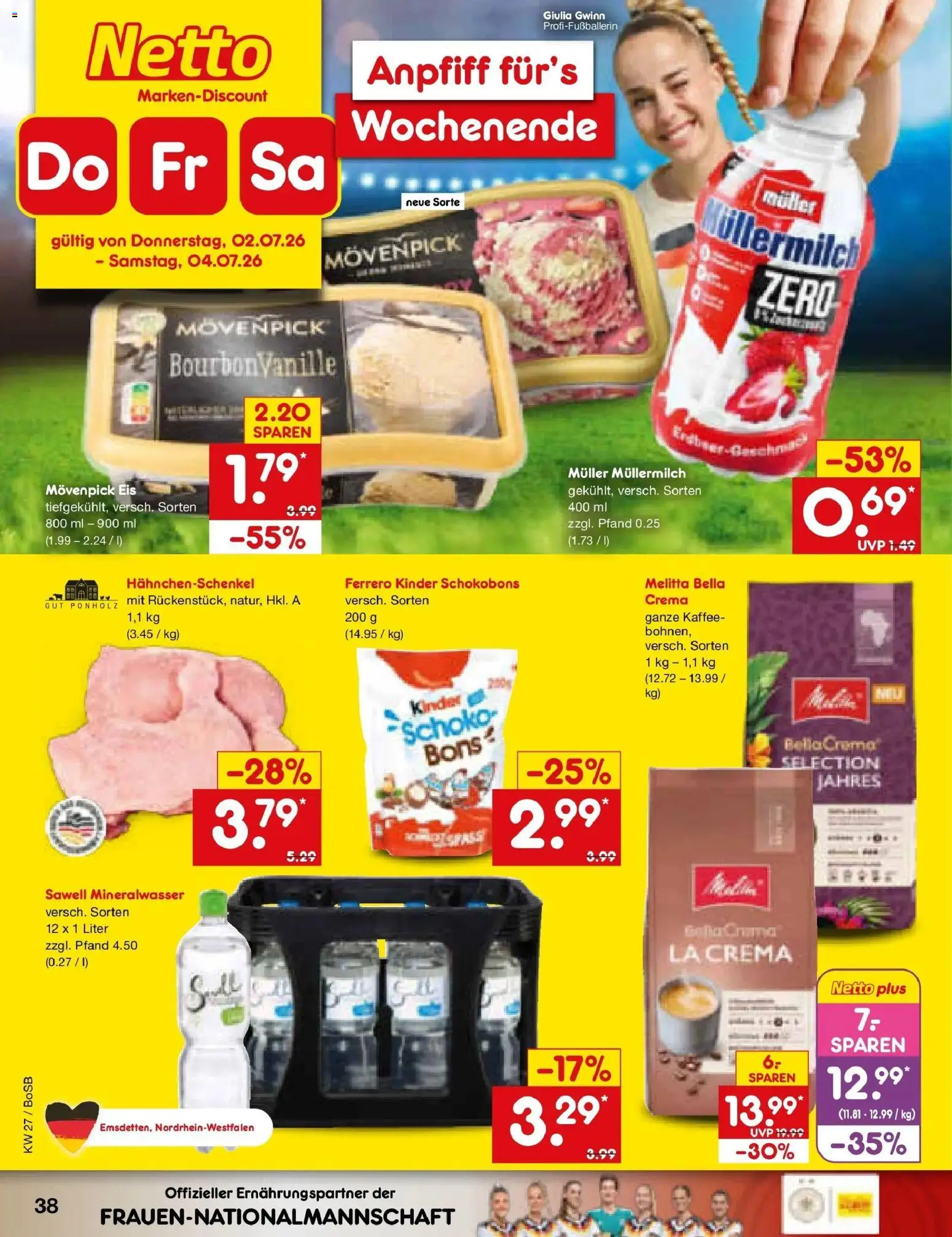 Netto Marken-Discount Prospekt Stadtlohn – gültig ab 29.06.2026 | Seite: 56 | Produkte: Hahnchenschenkel, Movenpick eis, Müllermilch, Eis