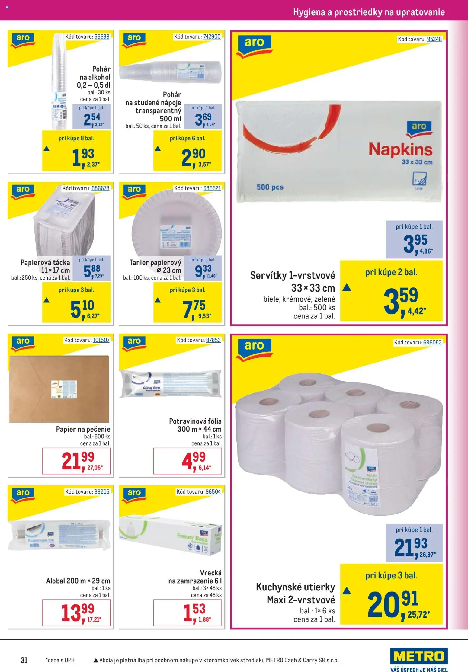 Nové Metro akcie – leták je platný od 09.09.2026 | Strana: 31 | Produkty: Alobal, Kuchynské utierky, Alkohol, Papier na pečenie