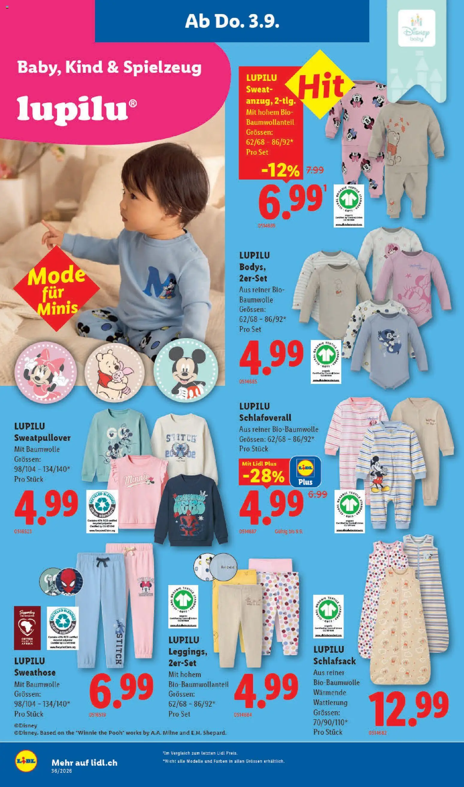 Lidl aktionen – gültig ab 03.09.2026 | Seite: 16 | Produkte: Leggings, Schlafsack, Sweathose, Sweatshirt