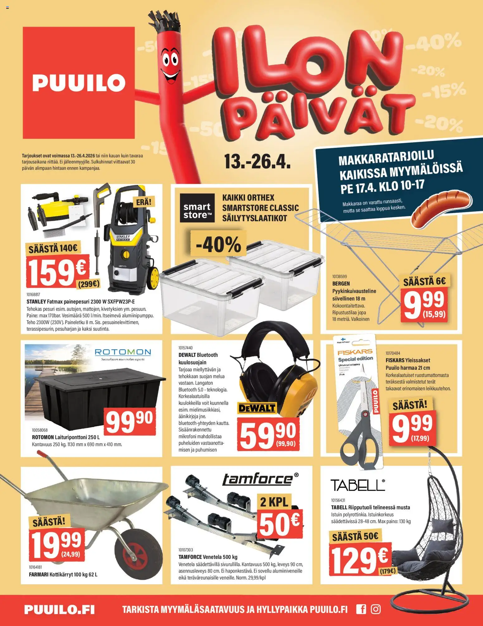 Puuilo tarjoukset – voimassa 13.04.2026 alkaen | Sivu: 1 | Tuotteet: Mikrofoni, Säilytyslaatikot, Painepesuri, Kottikärryt
