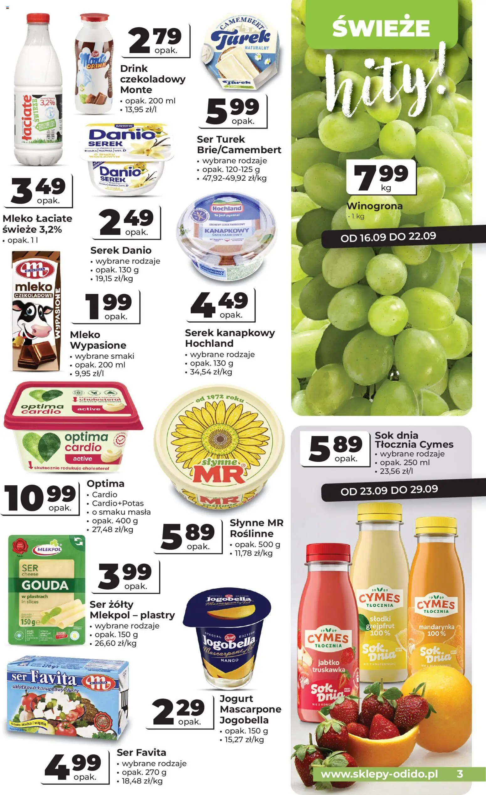 Odido gazetka od 16.09.2026 | Strona: 3 | Produkty: Serek kanapkowy, Optima cardio, Ser, Jogurt