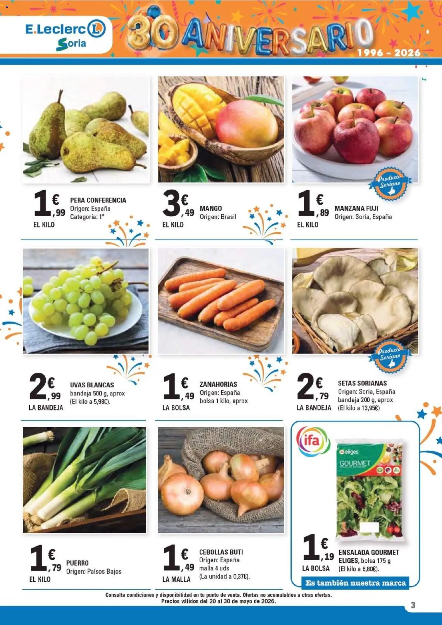 E.Leclerc Soria │ válido desde el 20.05.2026 | Página: 3 | Productos: Ensalada, Bolsa, Ρούτερ, Bandeja