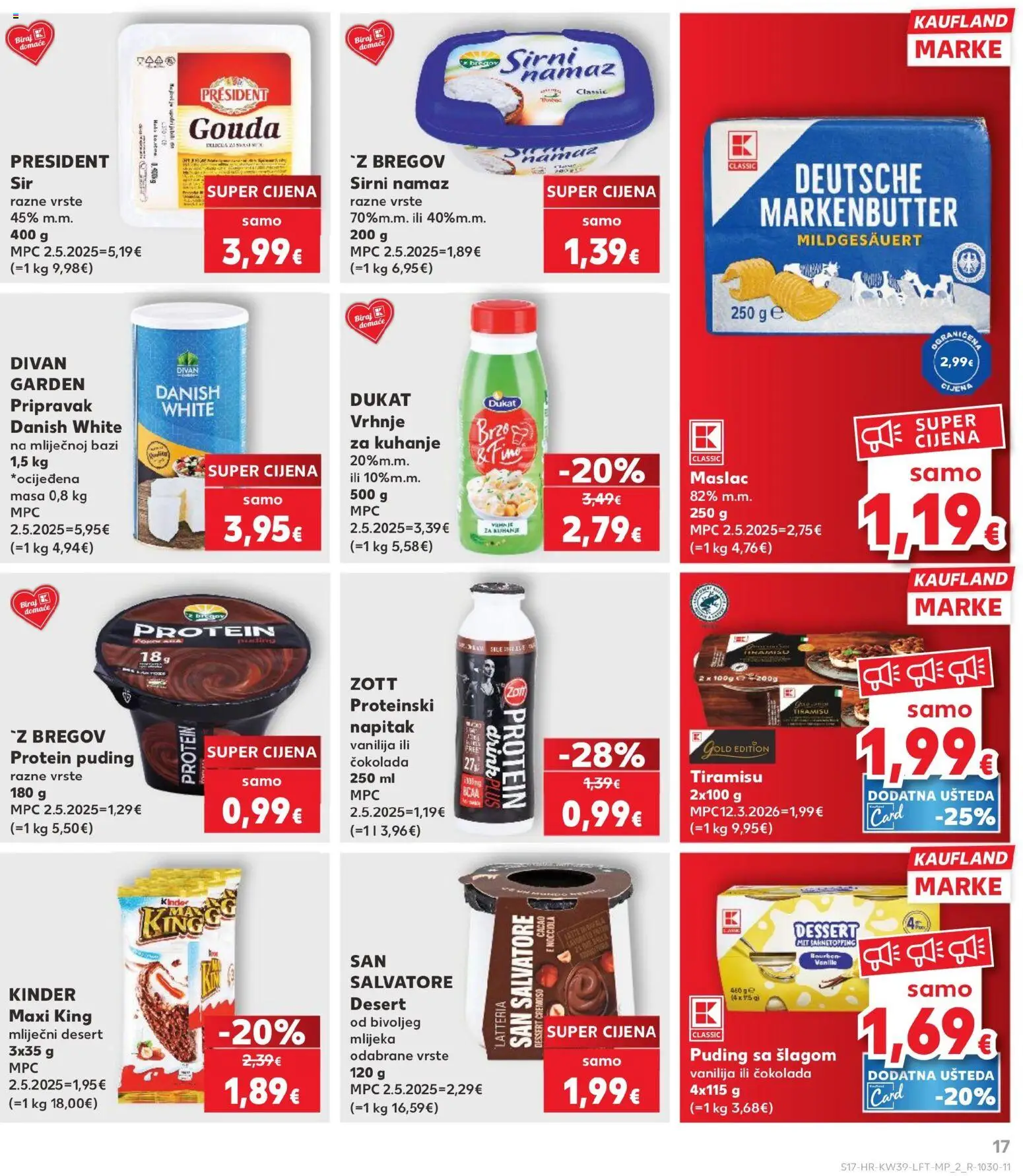Kaufland katalog | vrijedi od 23.09.2026 | Stranica: 17 | Proizvodi: Protein, Proteinski napitak, Tiramisu, Namaz