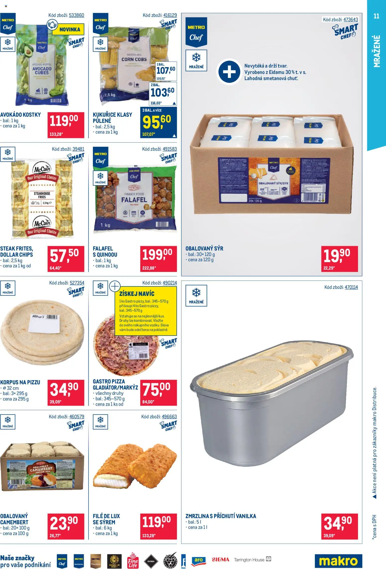 Makro leták - Gastronomie od 12.08.2026 | Strana: 11 | Produkty: Zmrzlina, Vanilka, Obalovaný sýr, Camembert