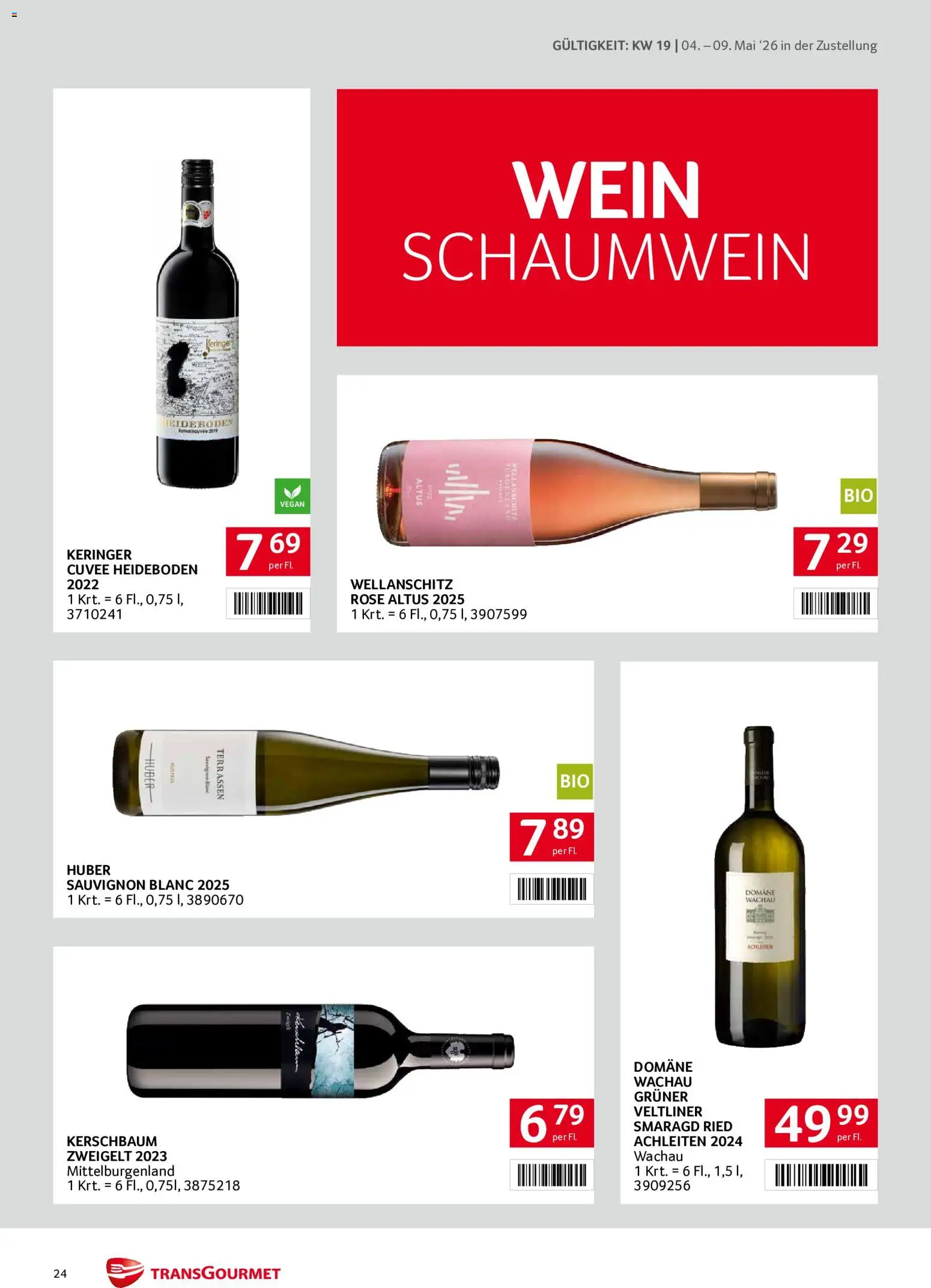 Transgourmet Zustellaktion gültig ab 04.05.2026 | Seite: 24 | Produkte: Wein