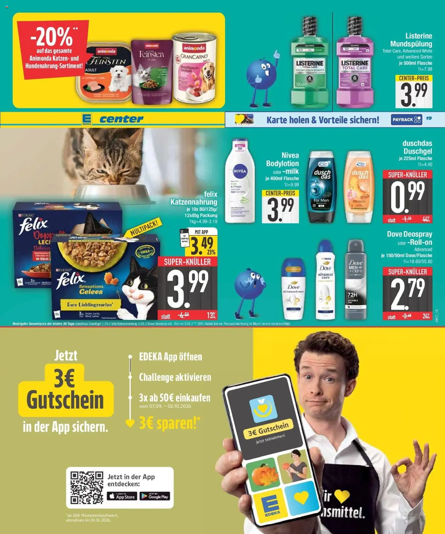 E center Prospekt München (ab 07.09.2026) zum Blättern | Seite: 19 | Produkte: Duschgel, Duschdas, Deospray, Listerine