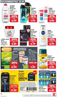 Kaufland Prospekt ab 24.09.2026 gültig | Seite: 46 | Produkte: Rasierer, Aufheller, Haarmaske, Wasser