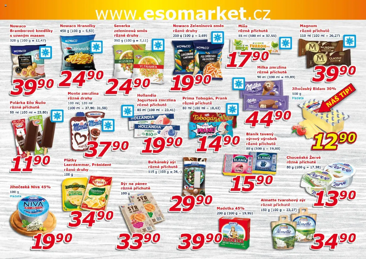 Eso market leták od 27.05.2026 | Strana: 4 | Produkty: Sýr, Hranolky, Magnum, Hollandia