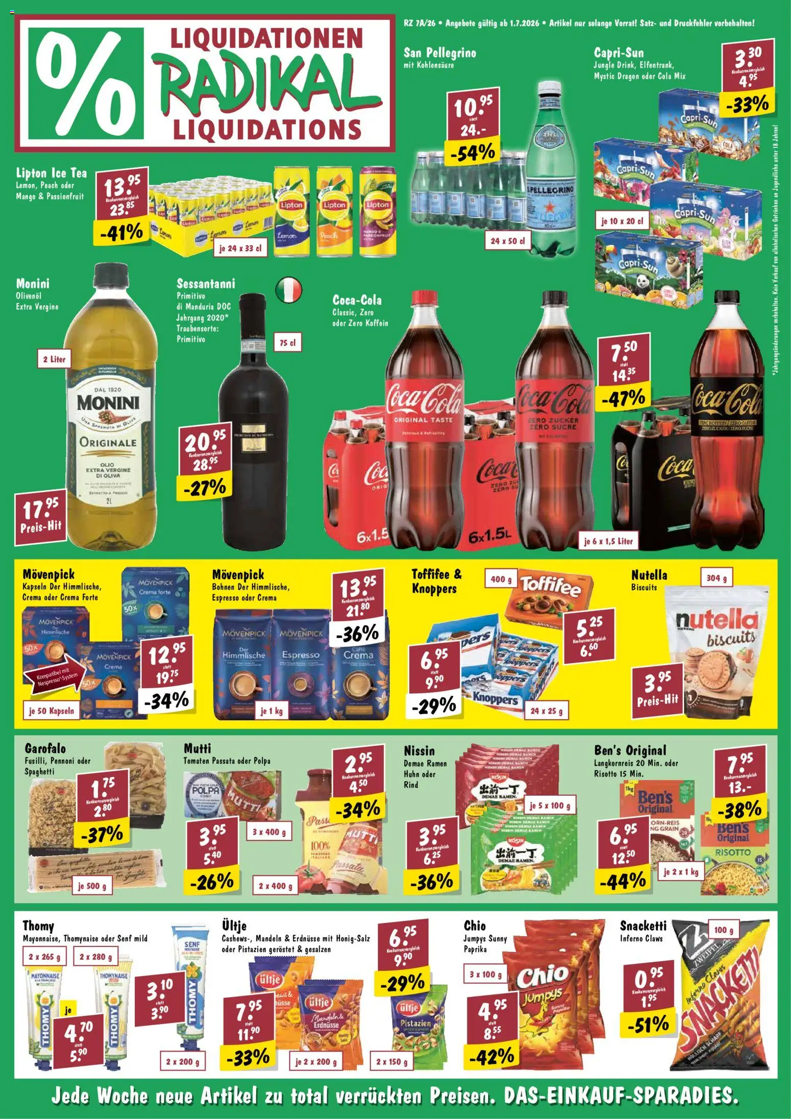 Radikal aktionen – gültig ab 01.07.2026 | Seite: 1 | Produkte: Erdnüsse, Tomaten, Mango, Zucker