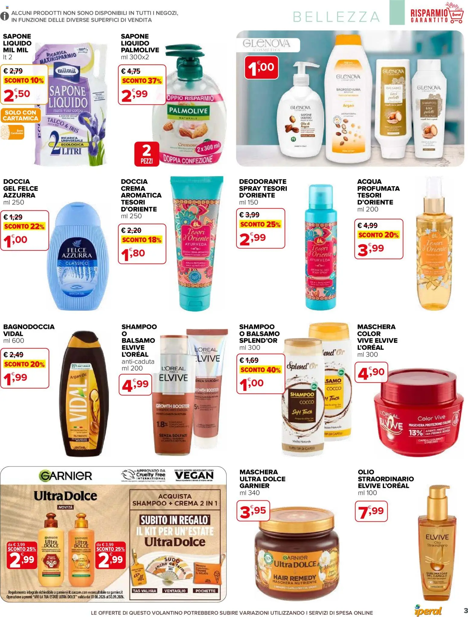 Volantino Iperal del 15/07/2026 | Pagina: 3 | Prodotti: Shampoo, Sapone, Deodorante, Olio