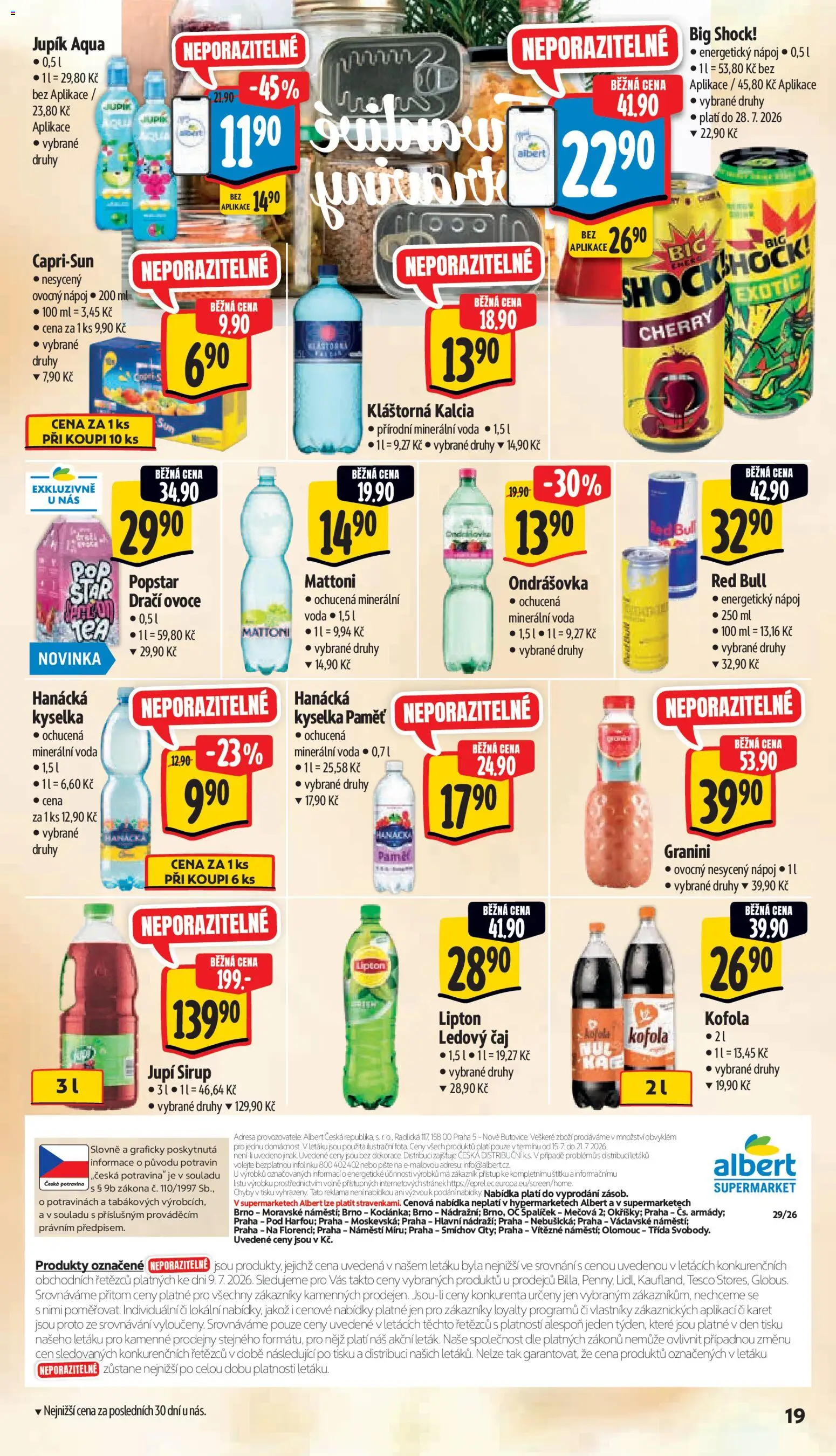 Albert leták - Supermarket od 15.07.2026 | Strana: 29 | Produkty: Dračí ovoce, Jupí, Sirup, Kláštorná kalcia
