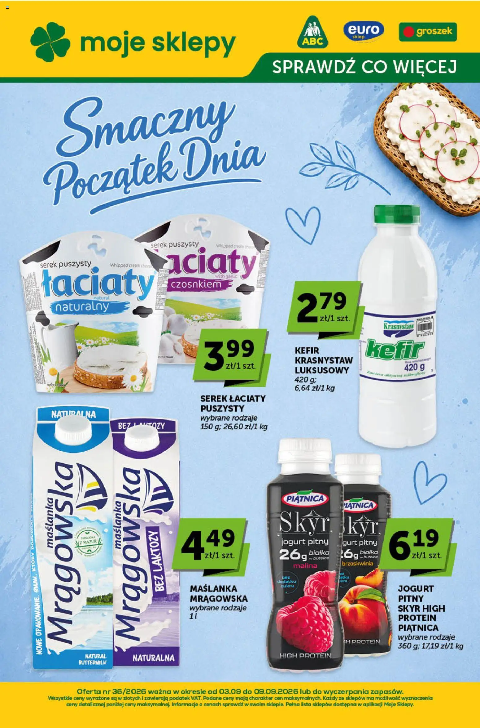 ABC gazetka - Sprawdź, co więcej od 03.09.2026 | Strona: 1 | Produkty: Malina, Cream cheese, Bez laktozy, Jogurt bez laktozy