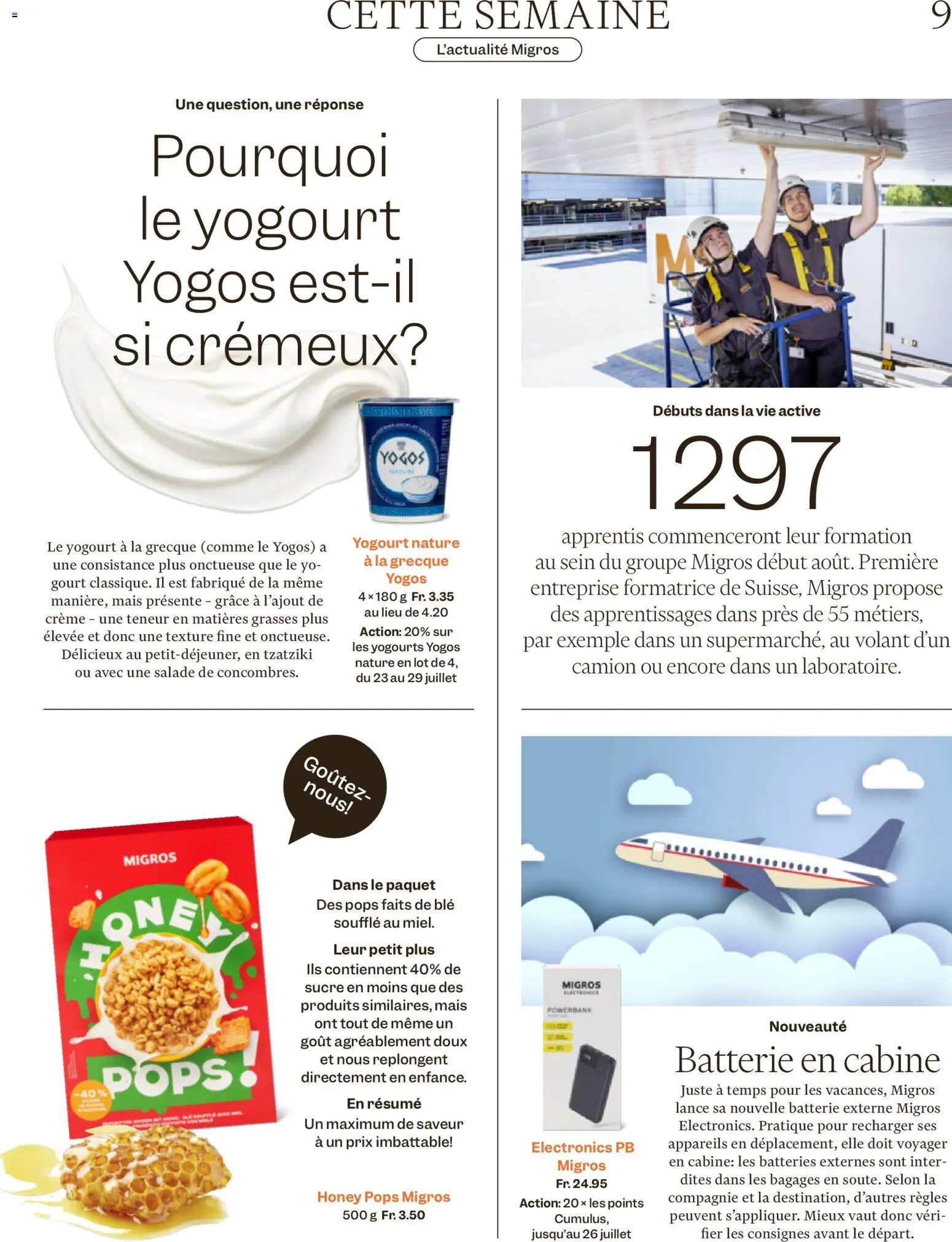 Migros aktionen Magazine FR – gültig ab 22.07.2026 | Seite: 9 | Produkte: Batterie, Powerbank, Creme