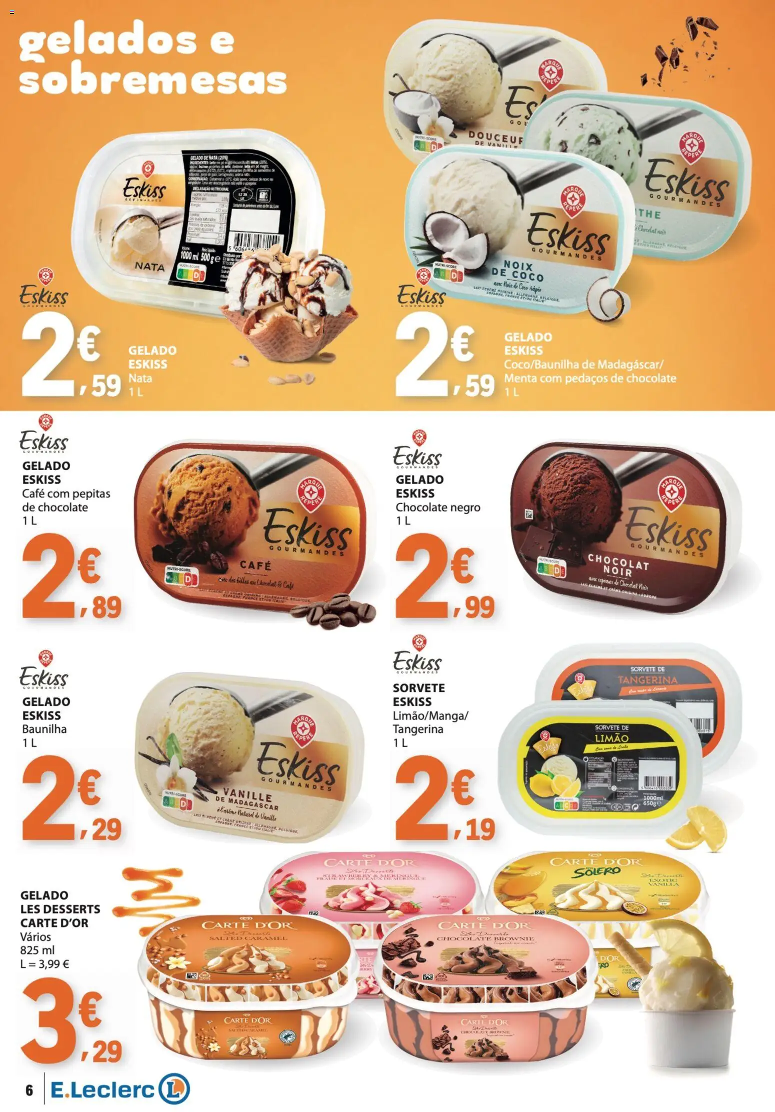 E.Leclerc folheto Bebidas, Gelados e Iogurtes │ válido de 16.06.2026 | Página: 6 | Produtos: Solero exotic, Gelado, Chocolate, Creme
