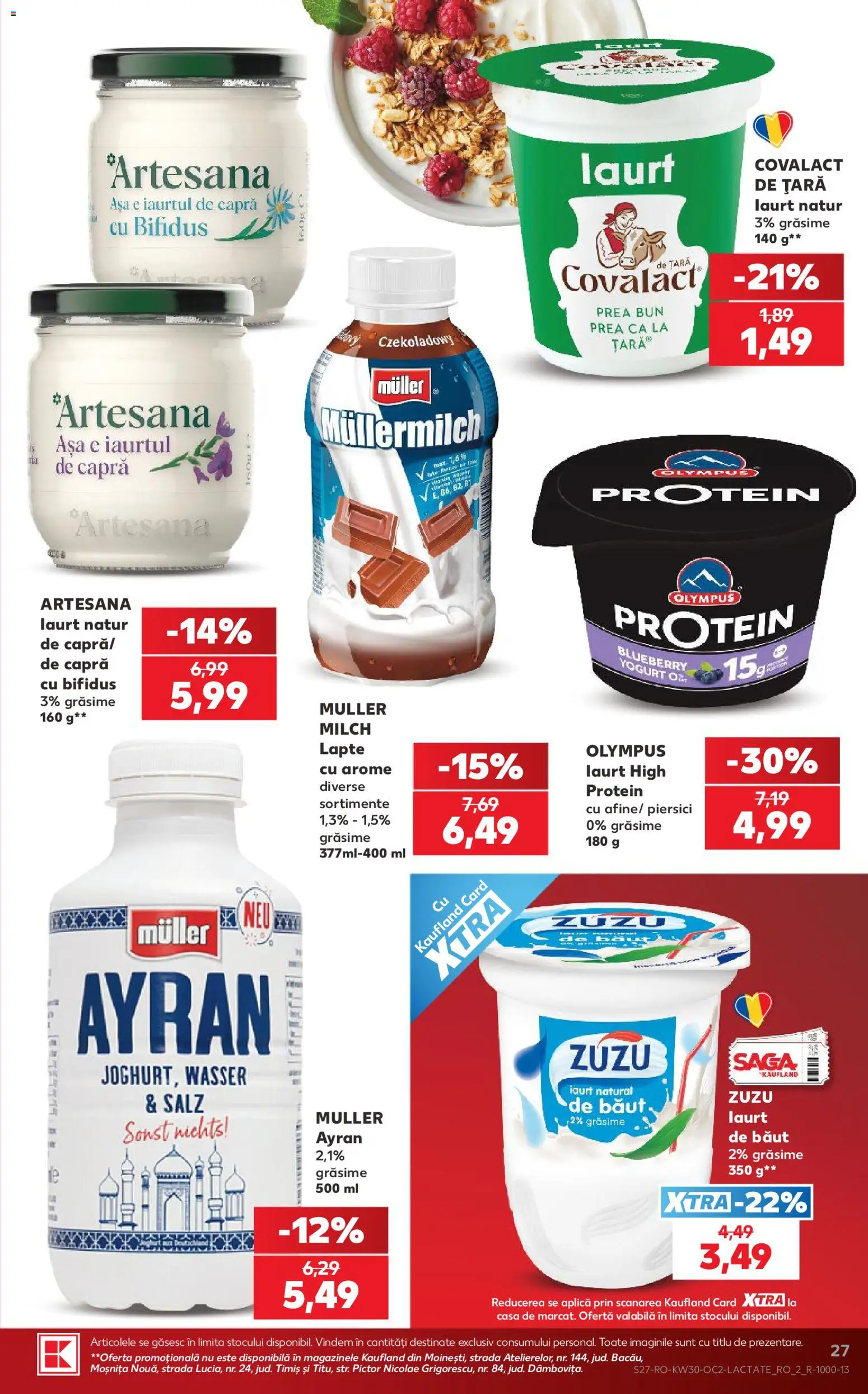 Noul catalog Kaufland – valabil de la 22.07.2026 | Pagină: 27 | Produse: Aplică, Zuzu, Covalact de tara, Iaurt