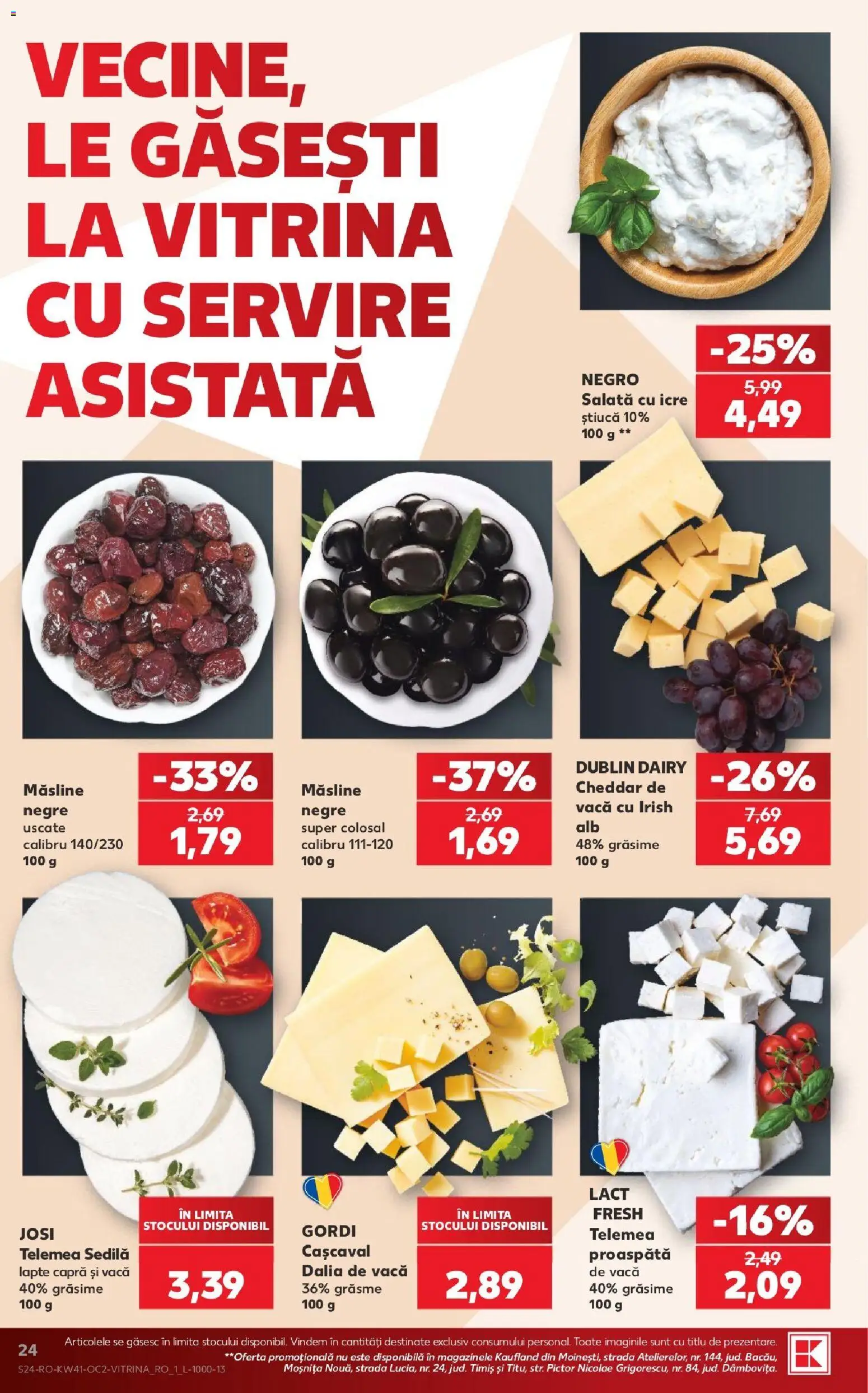 Kaufland RO akciós ujság - amely érvényes a következő dátumtól: 2026.10.07. | Oldal: 24 | Termékek: Lé, Cheddar, Saláta