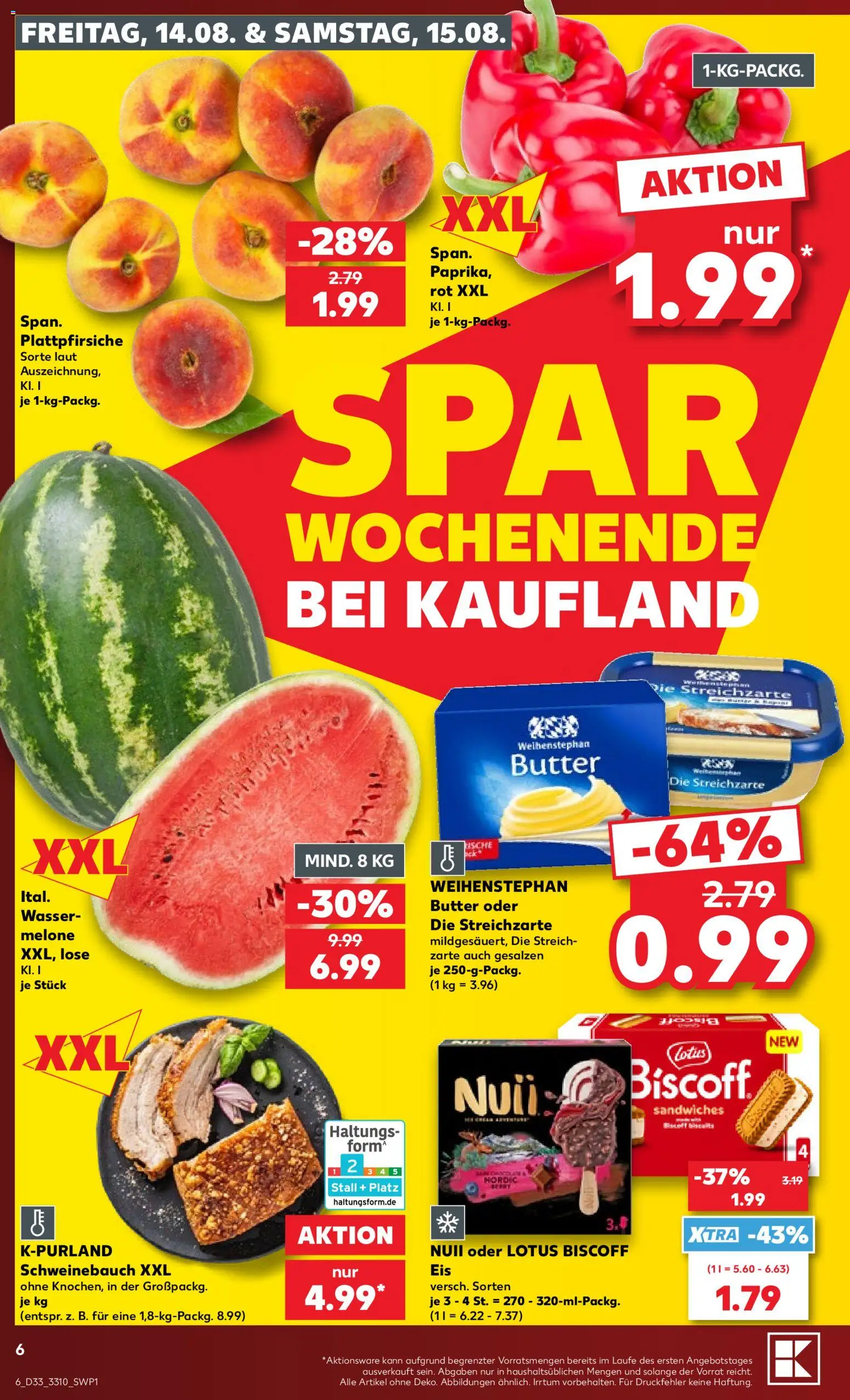 Kaufland Prospekt Leipzig – gültig ab 13.08.2026 | Seite: 6 | Produkte: Butter, Schweinebauch, Weihenstephan butter, Melone