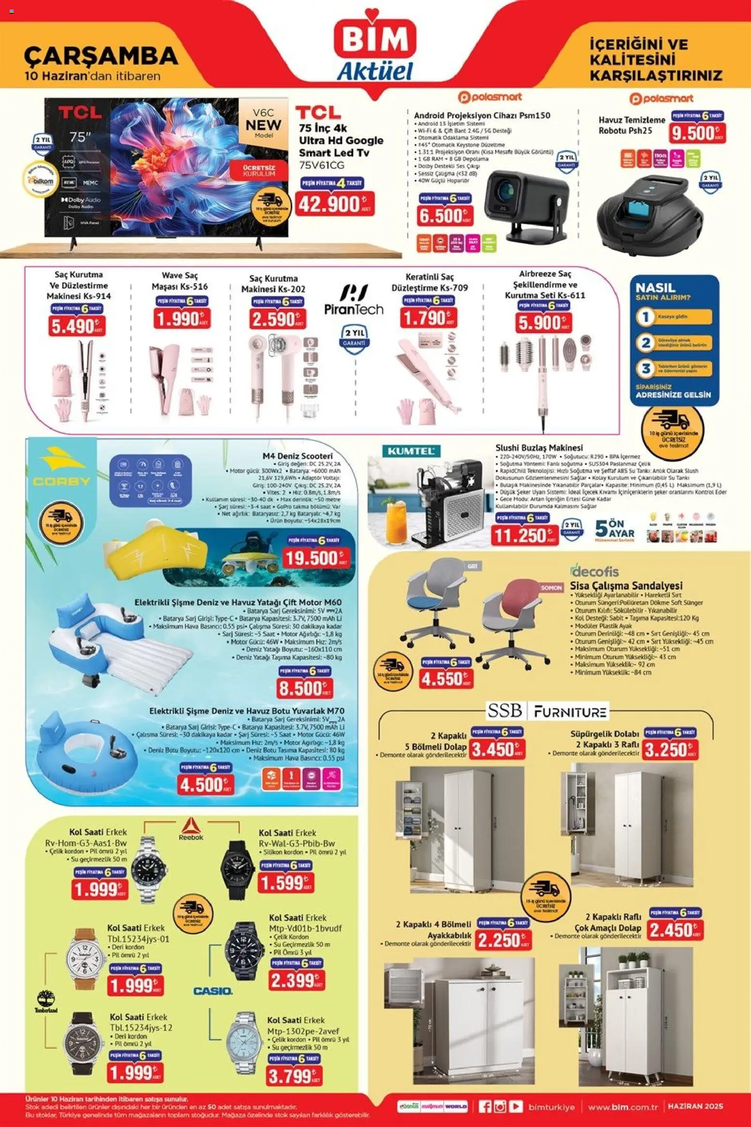 BİM - Katalog Çarşamba - 10.06.2026 tarihinden itibaren geçerlidir | Sayfa: 1 | Ürünler: Pil, Şeker, Su, Hoparlör