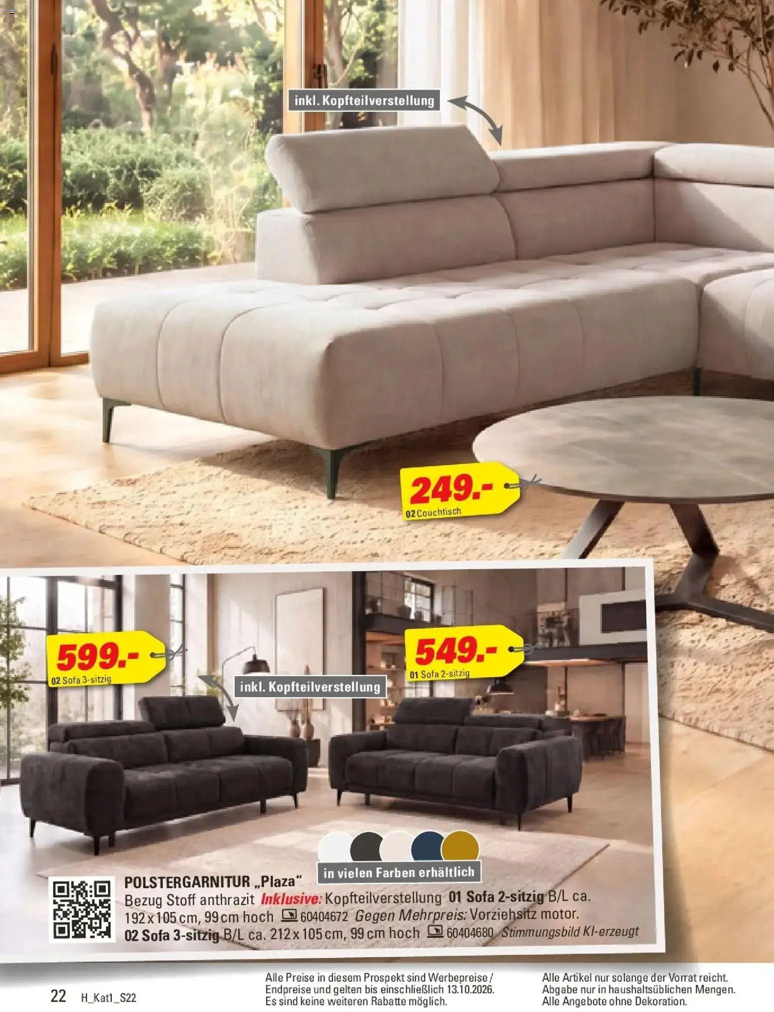 Höffner Prospekt Schönefeld – gültig ab 28.09.2026 | Seite: 22 | Produkte: Sofa, Couchtisch
