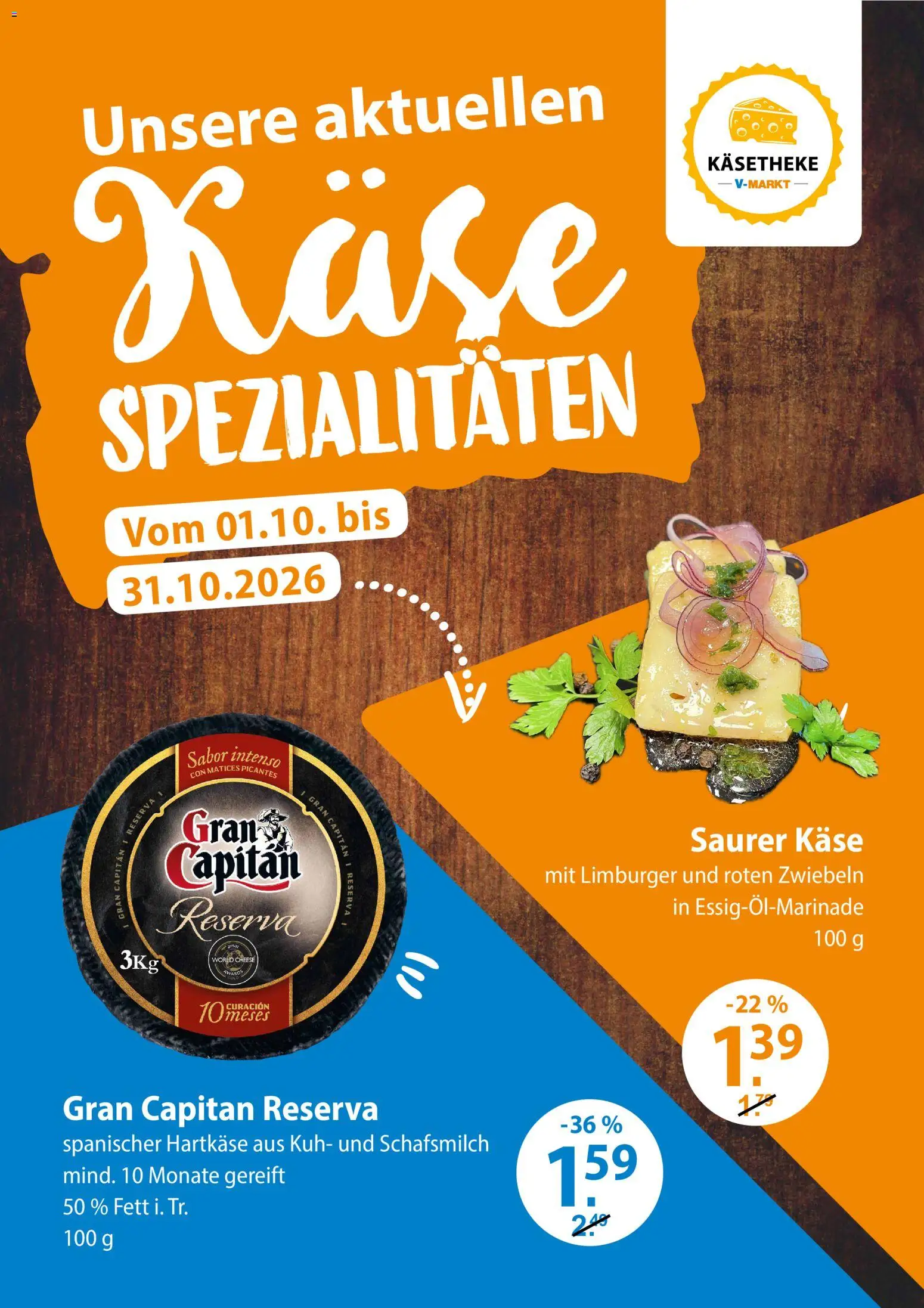 V-Markt Angebote – gültig ab 01.10.2026 | Seite: 28 | Produkte: Käse, Spezialitäten, Zwiebeln