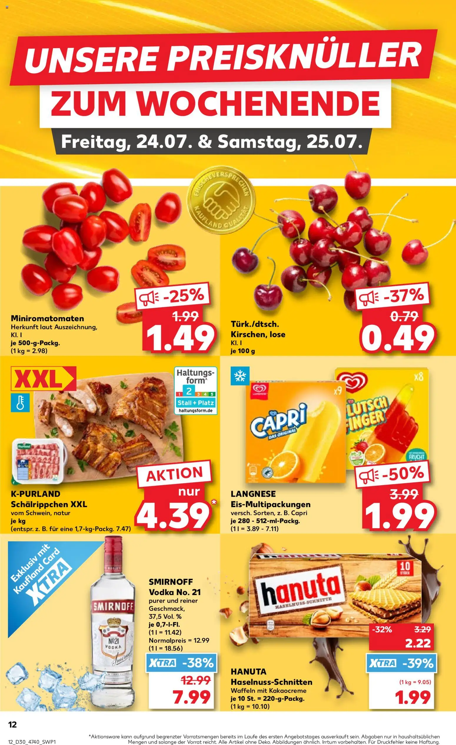 Kaufland Prospekt Hannover – gültig ab 23.07.2026 | Seite: 12 | Produkte: Langnese, Waffeln, Smirnoff, Vodka