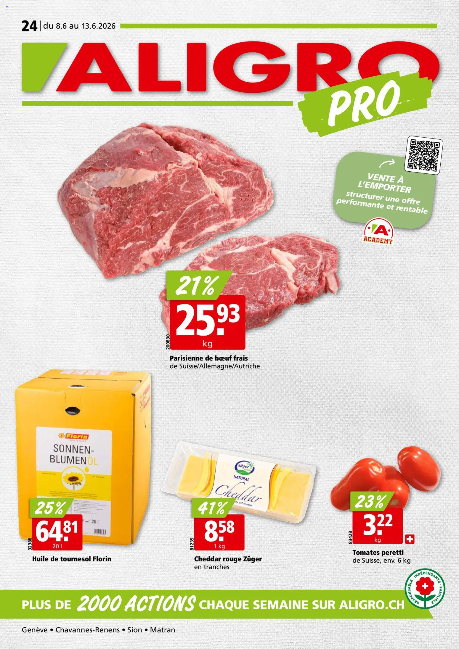 Aligro aktionen Chavannes, Matran, Genève, Sion – gültig ab 08.06.2026 | Seite: 1