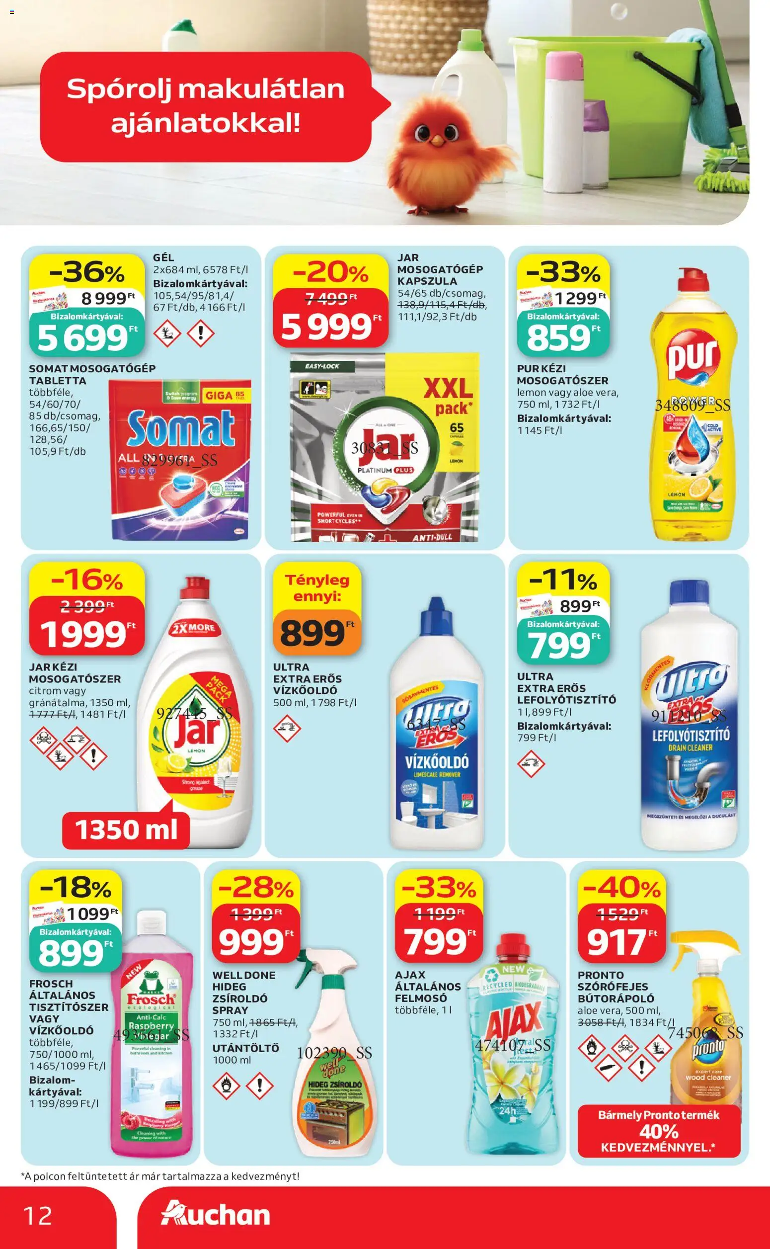 Auchan akciós ujság - amely érvényes a következő dátumtól: 04.05.2026 | Oldal: 12 | Termékek: Somat, Felmosó, Mosogatógép, Vízkőoldó