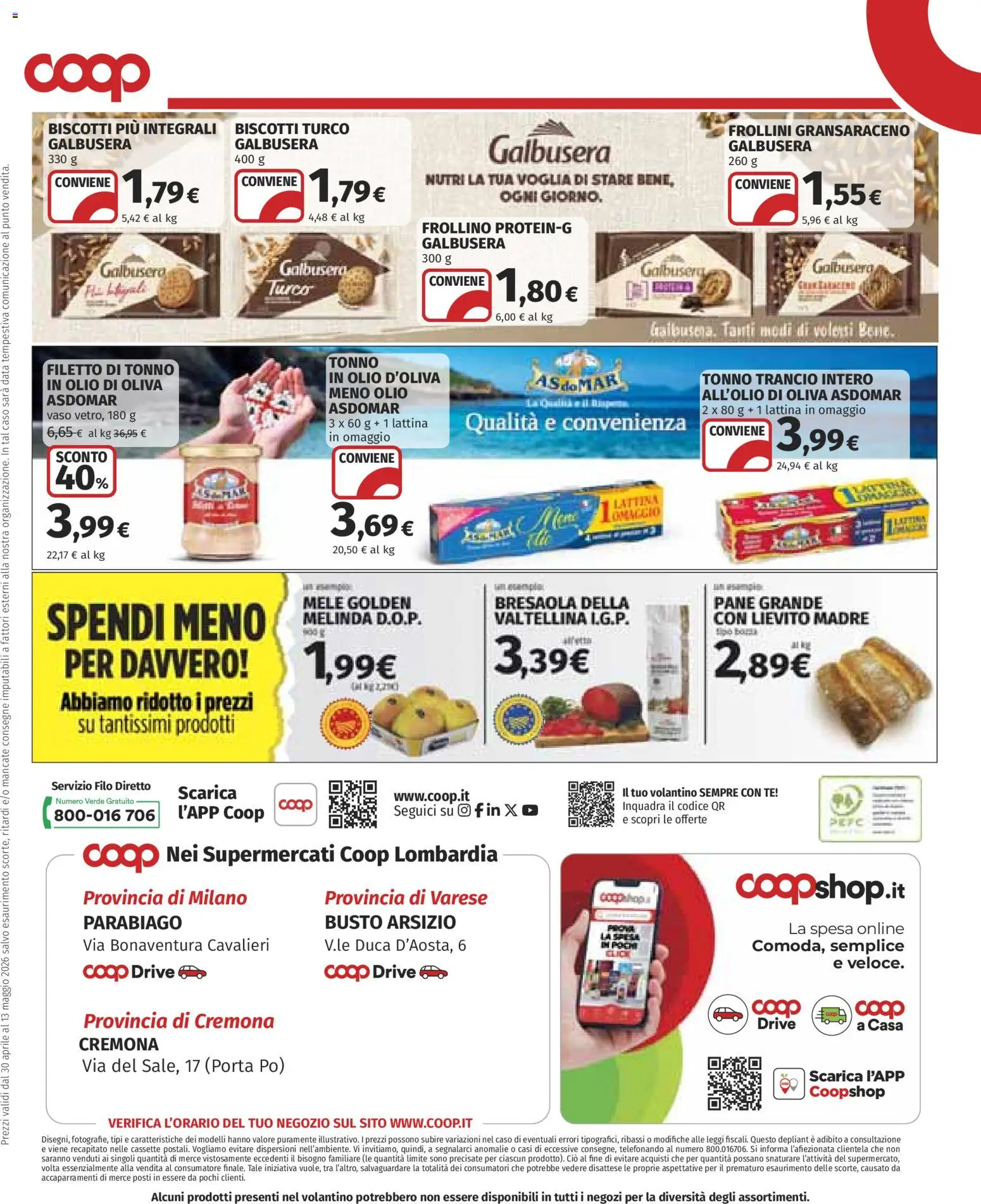 Volantino COOP del 30.04.2026 | Pagina: 25 | Prodotti: Pane, Olio, Frollini, Olio di Oliva