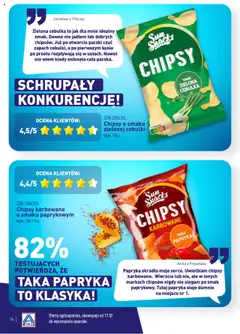 Pogląd oferty "Aldi Gazetka - Wielki test" - ważna od 17.02.2025 | Strona: 16 | Produkty: Chipsy, Pączki, Papryka, Zapach
