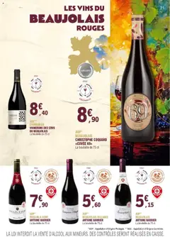 E.Leclerc - Prévisualisation de BEAUJOLAIS VILLAGES ANTOINE BARRIER, La bouteille de 75 cl. valide à partir de 01/09/2025 | Page: 21 | Produits: Beaujolais villages, Bouteille