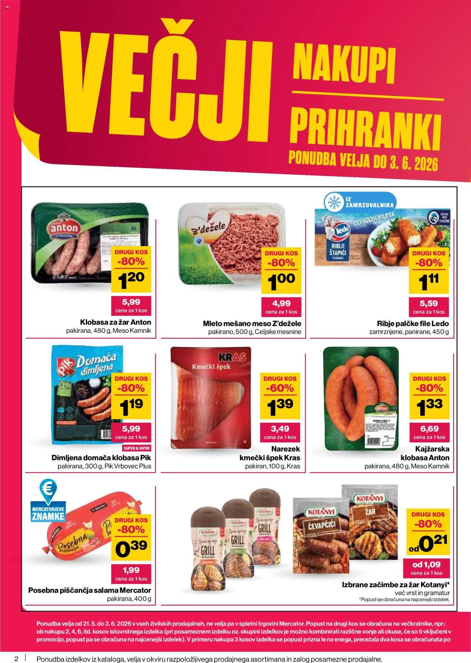 Novi Mercator katalog ponudbe – veljaven od 28.05.2026 | Stran: 2 | Izdelki: Čevapčiči, Kos, Salama, Grill