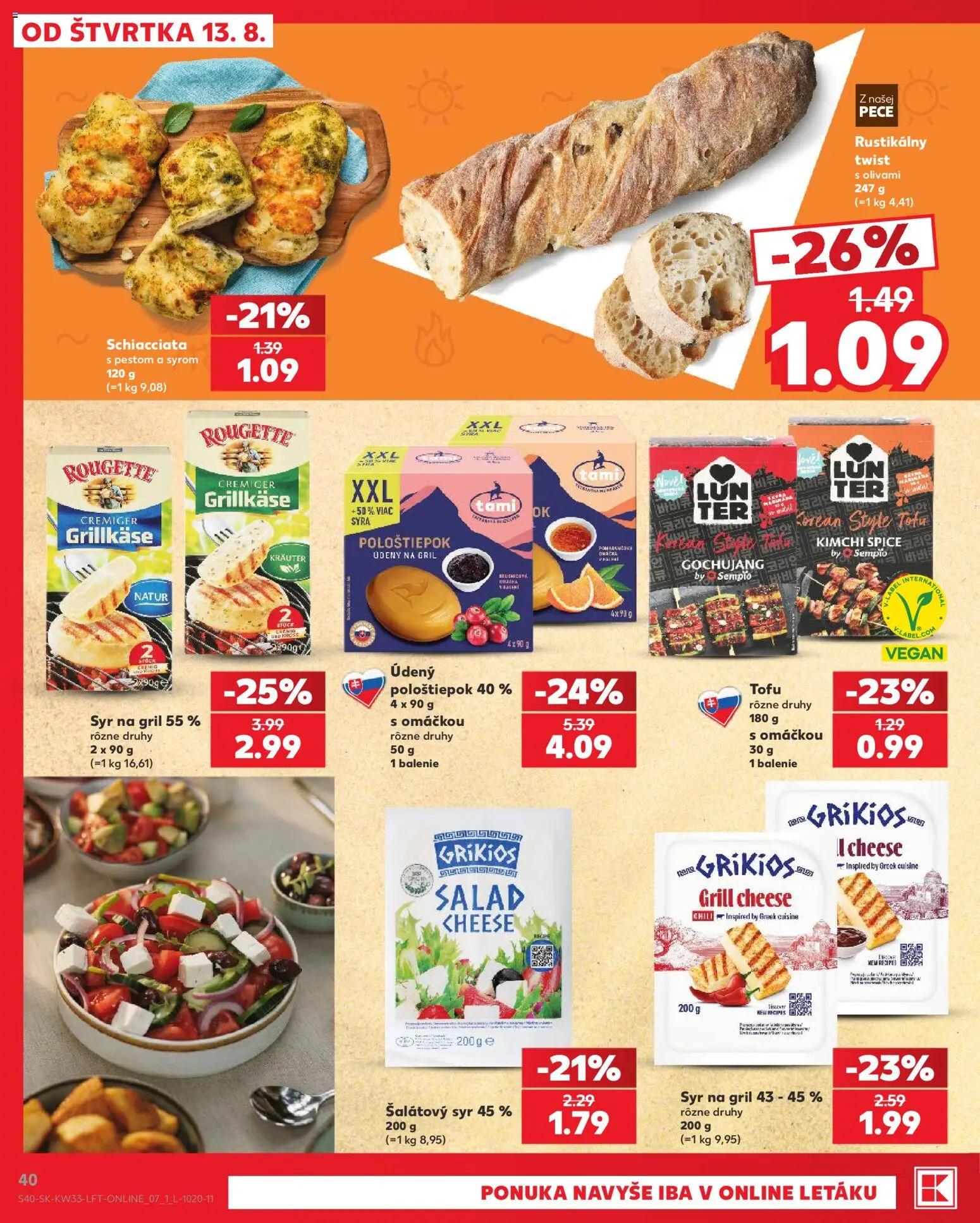 Nové Kaufland akcie – leták je platný od 13.08.2026 | Strana: 40 | Produkty: Gril, Tofu, Kimchi