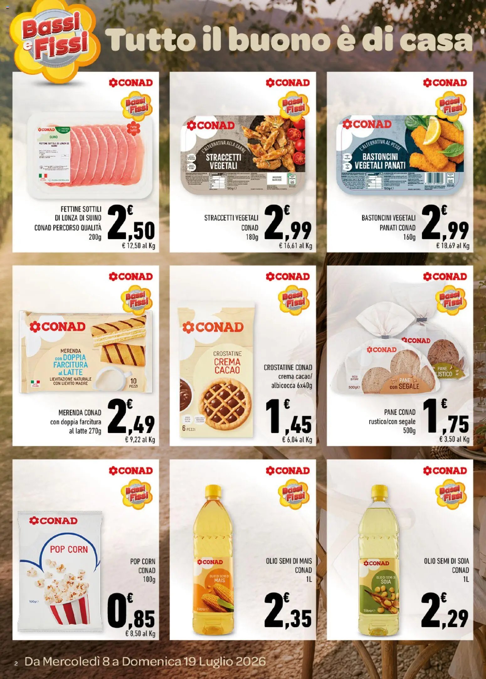 Volantino Conad del 08/07/2026 | Pagina: 2 | Prodotti: Pesce, Suino, Mais, Cacao