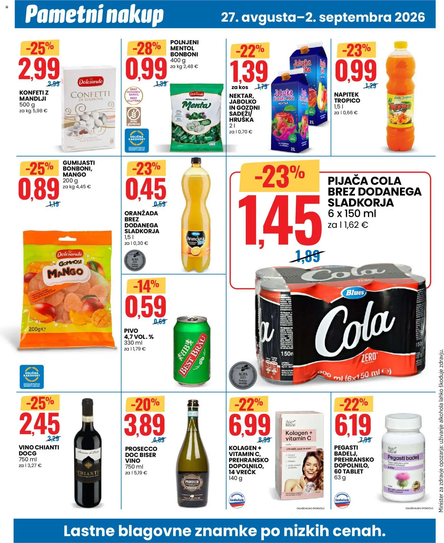 Novi Eurospin katalog ponudbe – veljaven od 27.08.2026 | Stran: 10 | Izdelki: Hruska, Mandlji, Kos, Vino