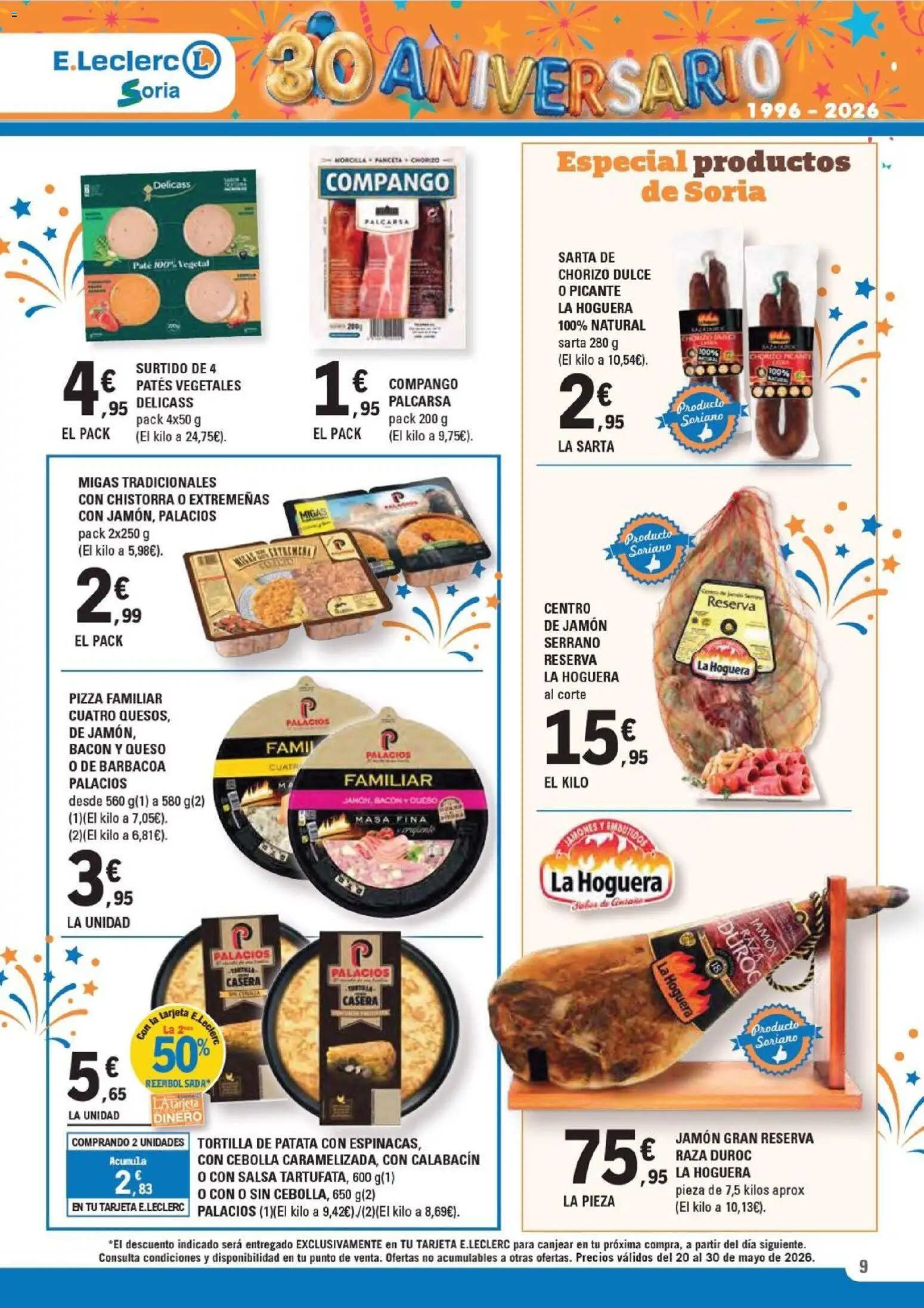 E.Leclerc Soria │ válido desde el 20.05.2026 | Página: 9 | Productos: Jamón serrano, Calabacín, Jamón, Πορσελάνη