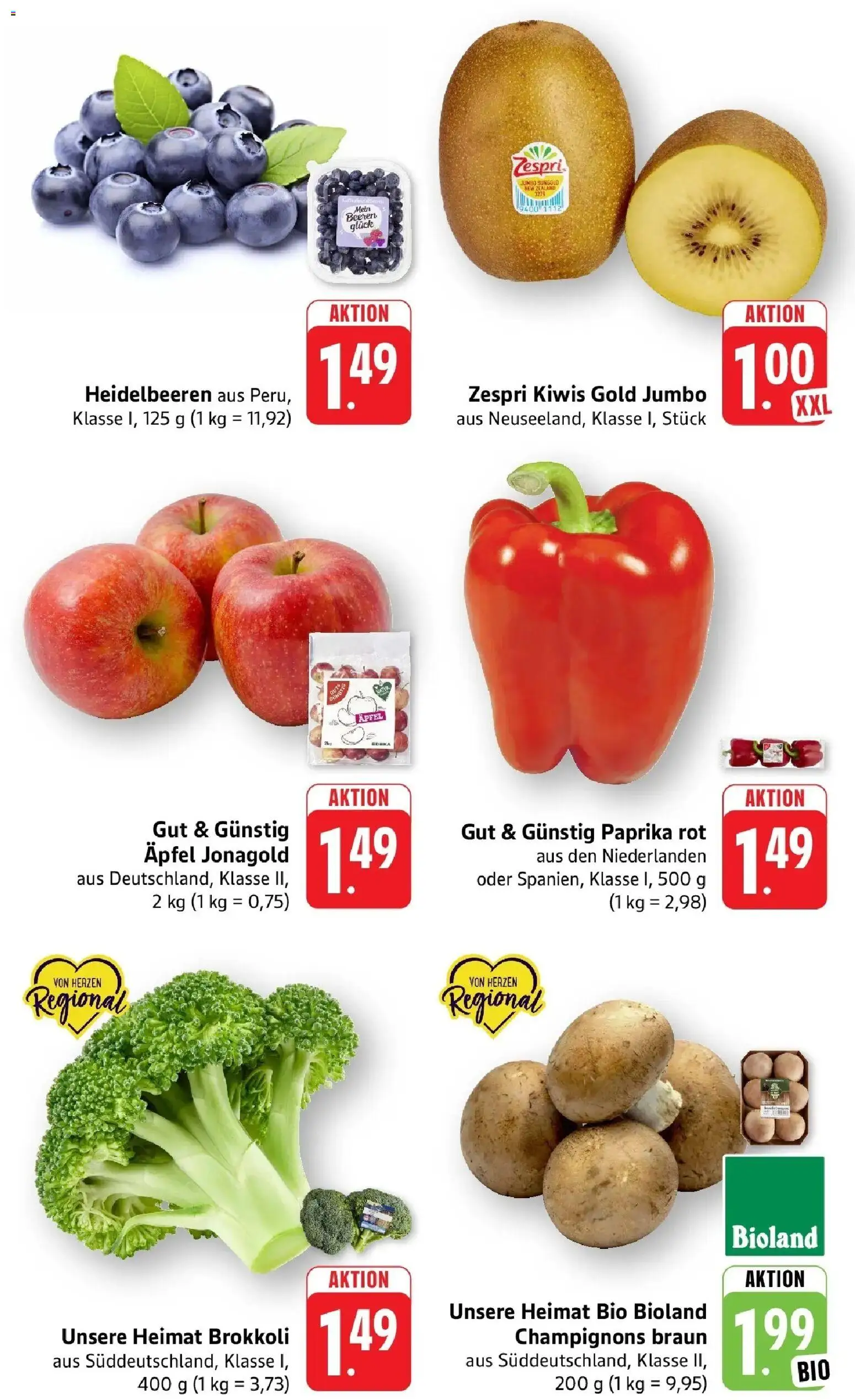 nah & gut Prospekt Sinsheim – gültig ab 21.09.2026 | Seite: 2 | Produkte: Äpfel, Heidelbeeren, Champignons, Brokkoli