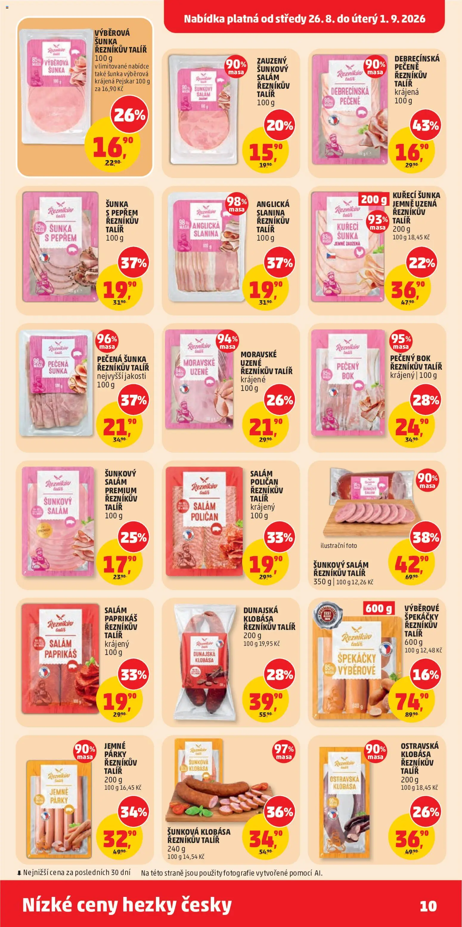 Penny Market leták od 26.08.2026 | Strana: 10 | Produkty: Salám, Talíř, Moravské uzené, Slanina