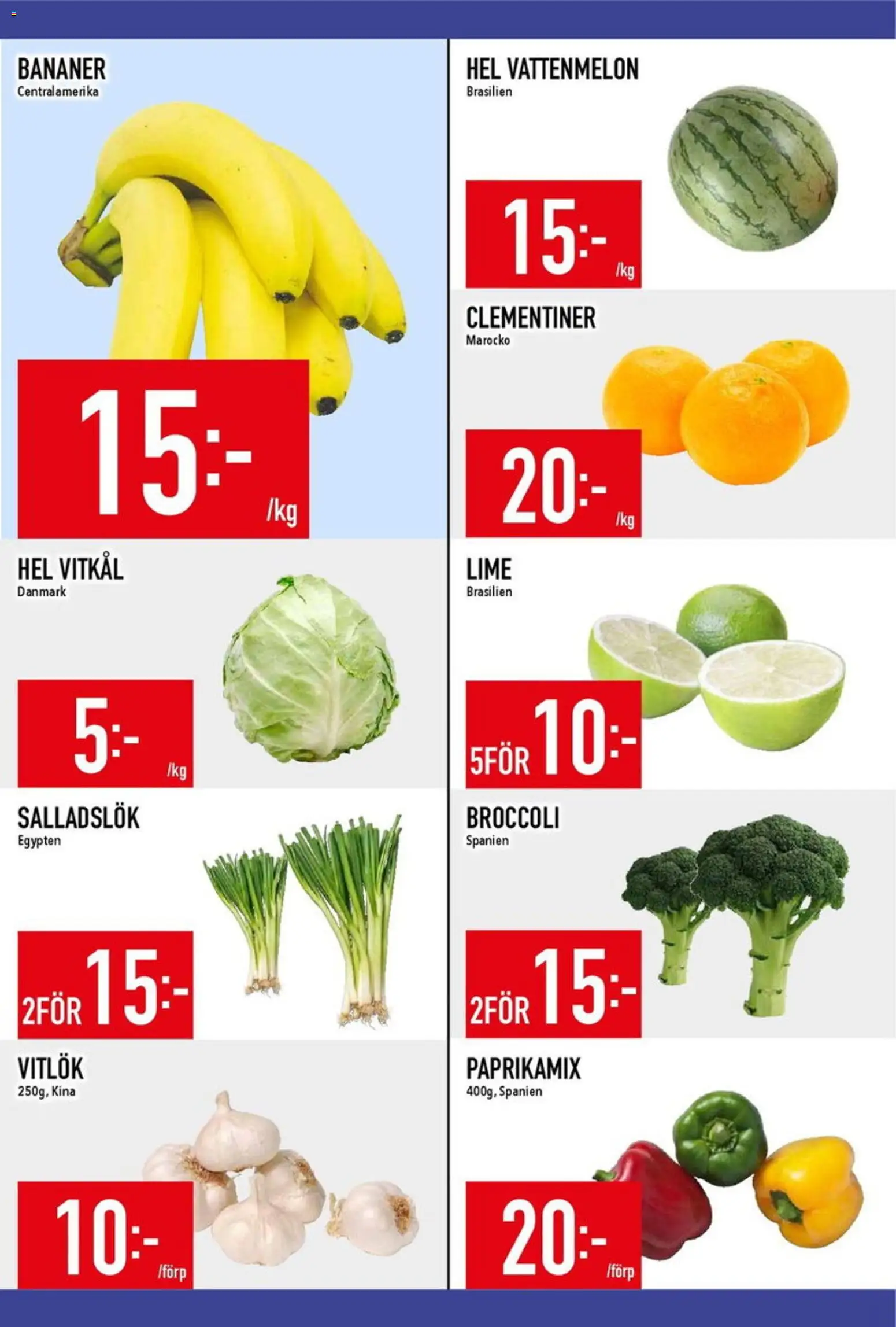 Matdax reklamblad aktuell från 13.04.2026 | Sida: 6 | Produkter: Vattenmelon, Bananer, Salladslök, Lime